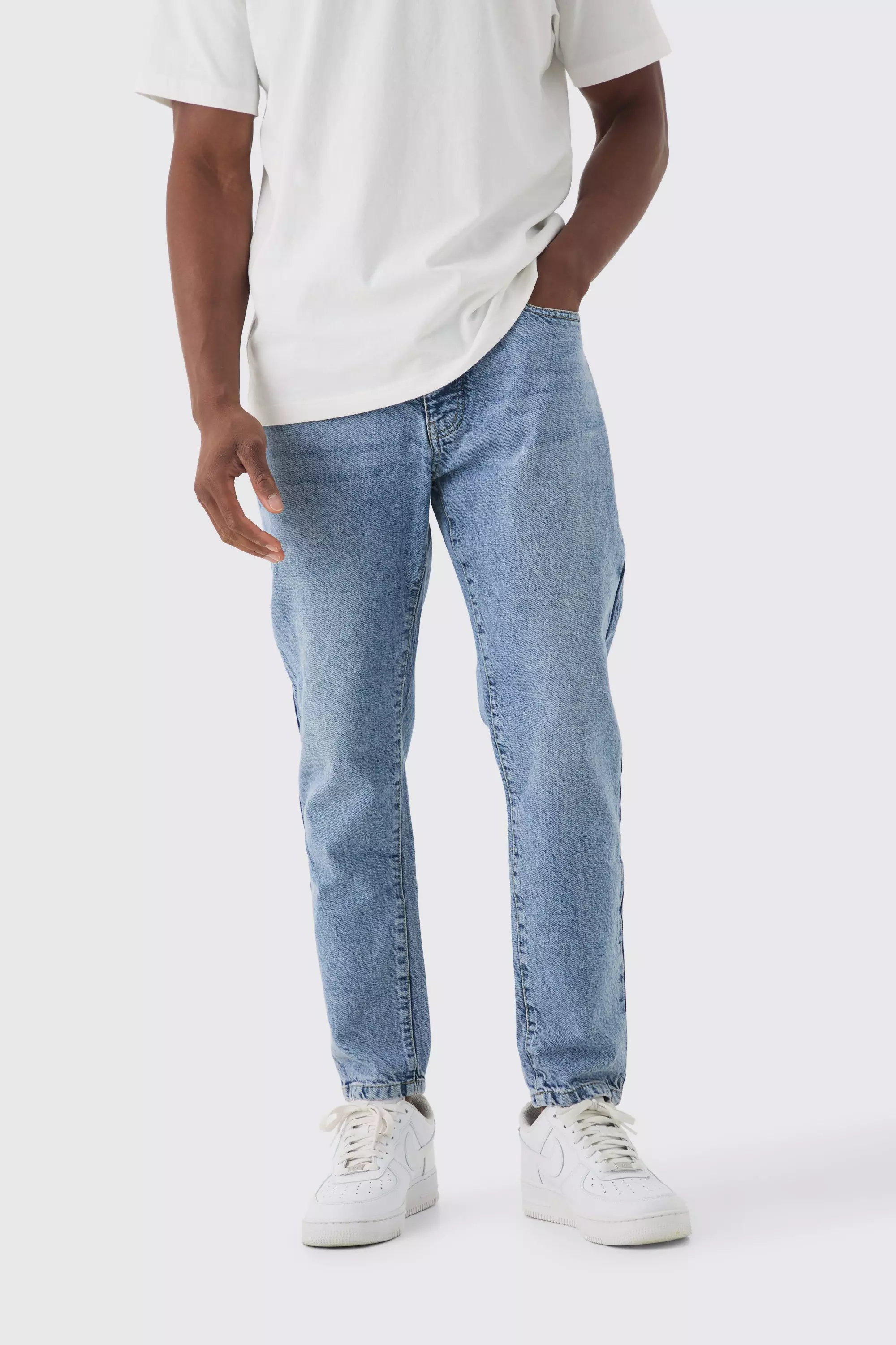 stikstof driehoek Verslaafde Tapered Fit Rigid Jeans | boohooMAN USA