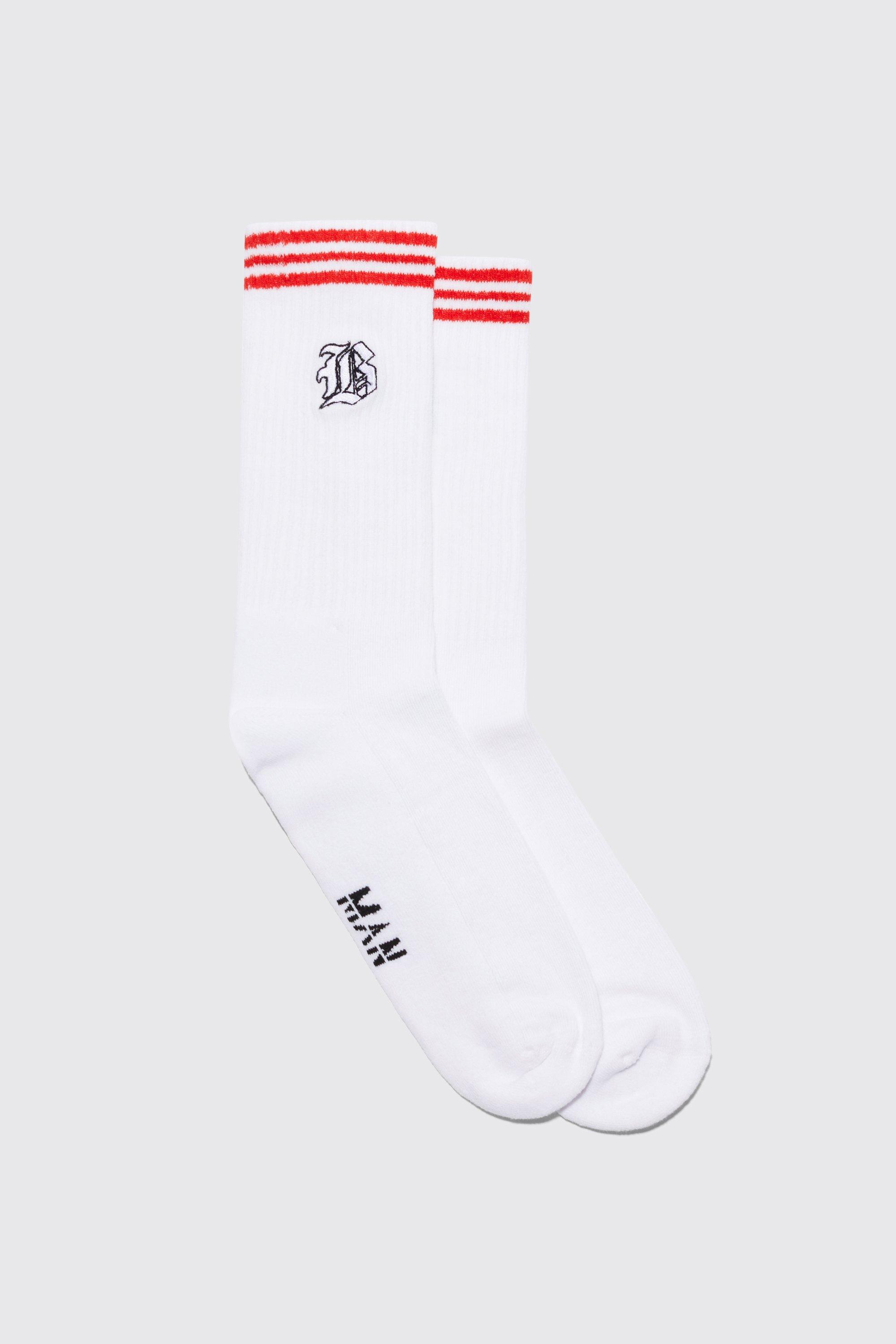 men's gothic b badge sports socks - white - one size, white
