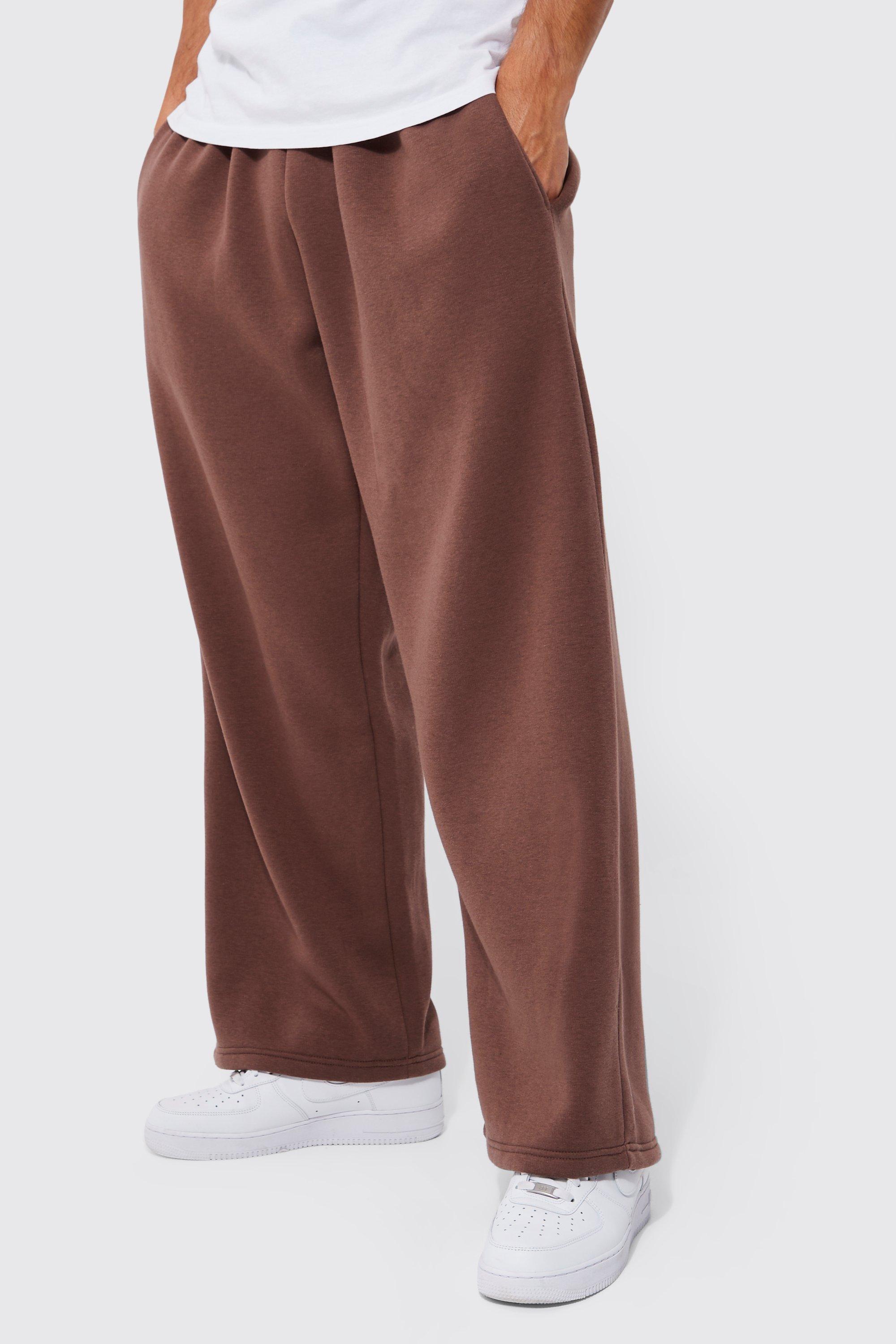 Mens Brown Extreme Wide Leg Basic Jogger, Brown