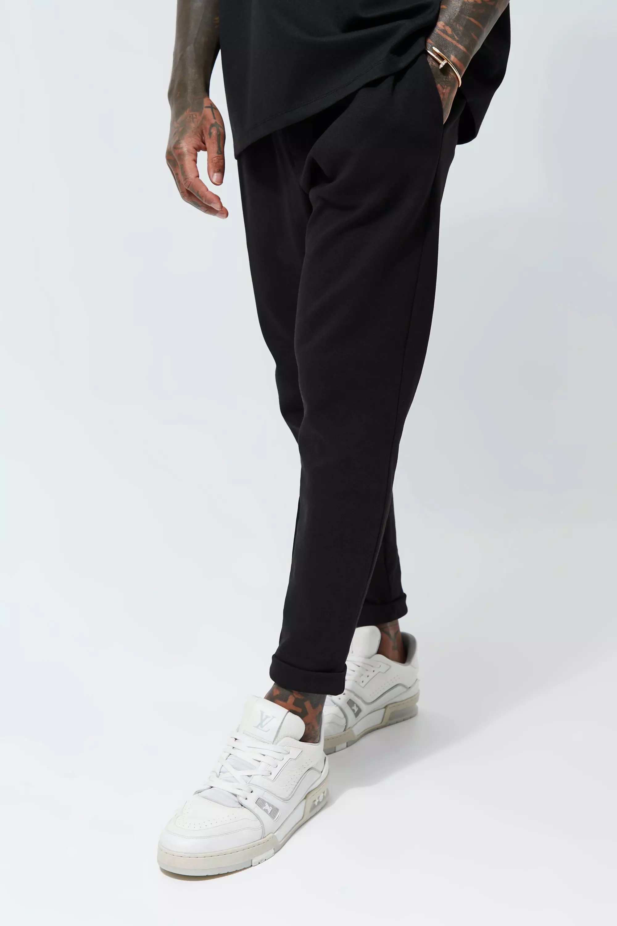 Slim Tapered Smart Jogger With Turn Up Hem boohooMAN USA