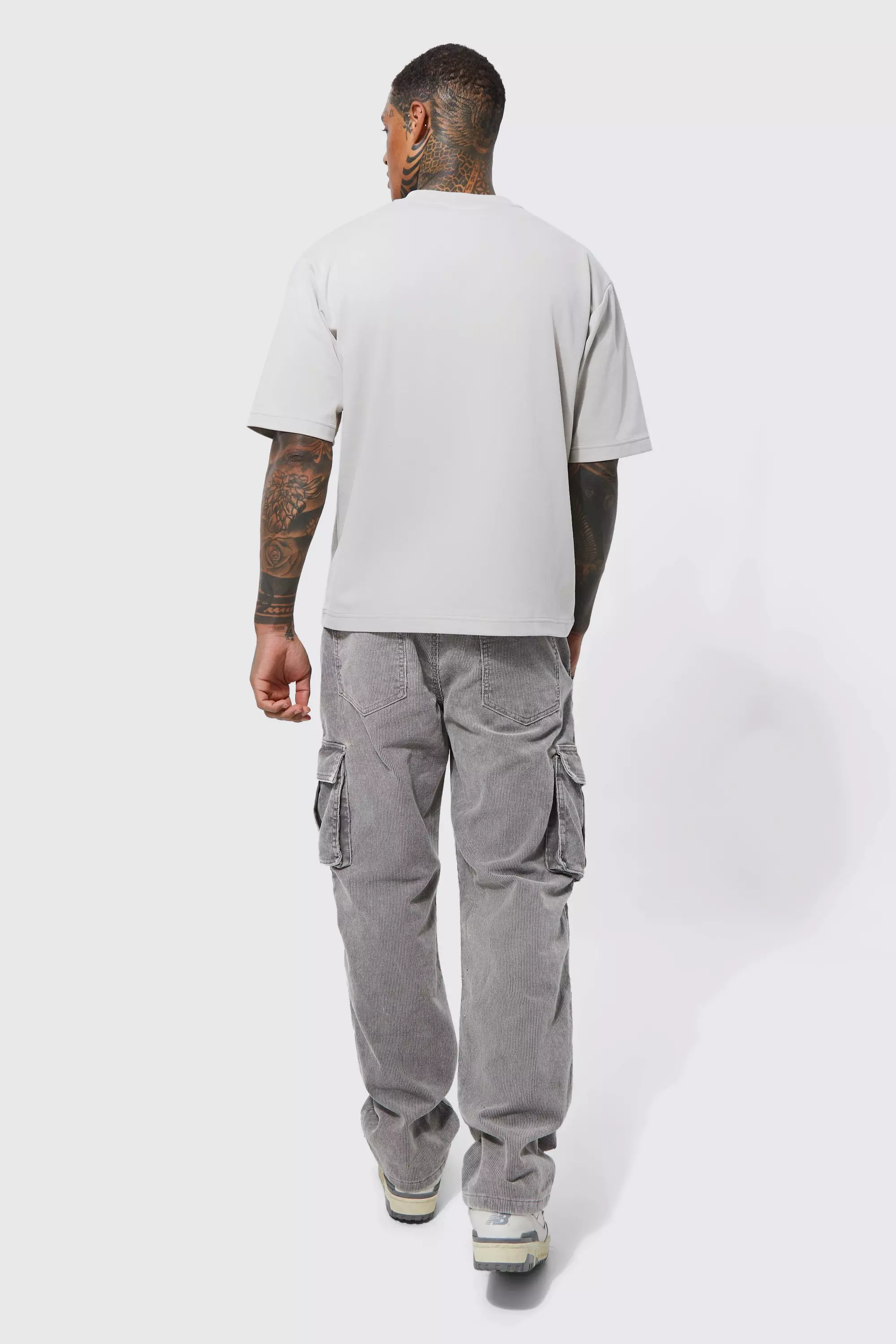 Acid Wash Relaxed Cord Cargo Pants