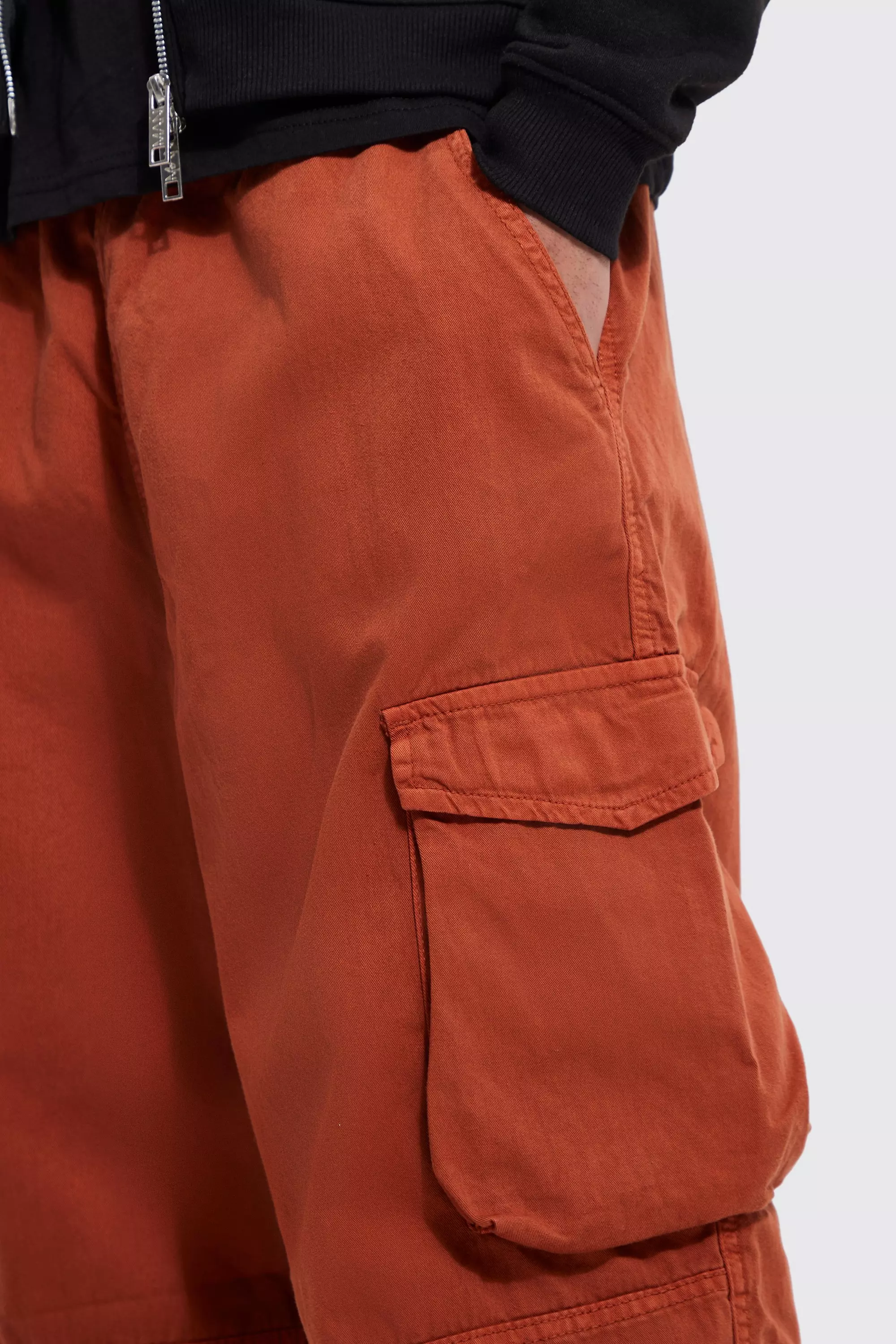 Gathered Waist Cargo Pocket Parachute Pants