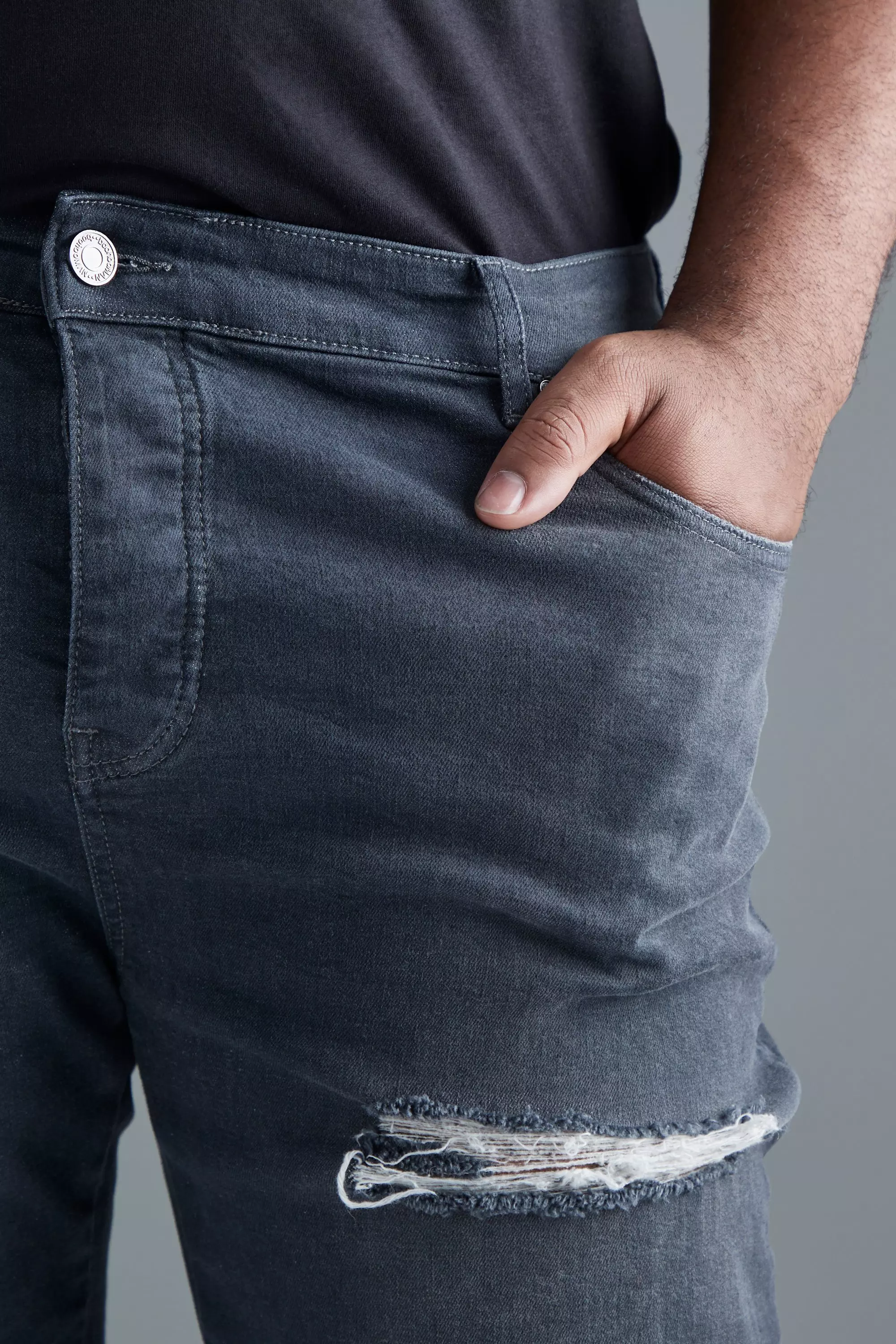 Raad eens Echt niet Aanzienlijk Plus Gescheurde Stretch Skinny Jeans Met Rits | boohooMAN