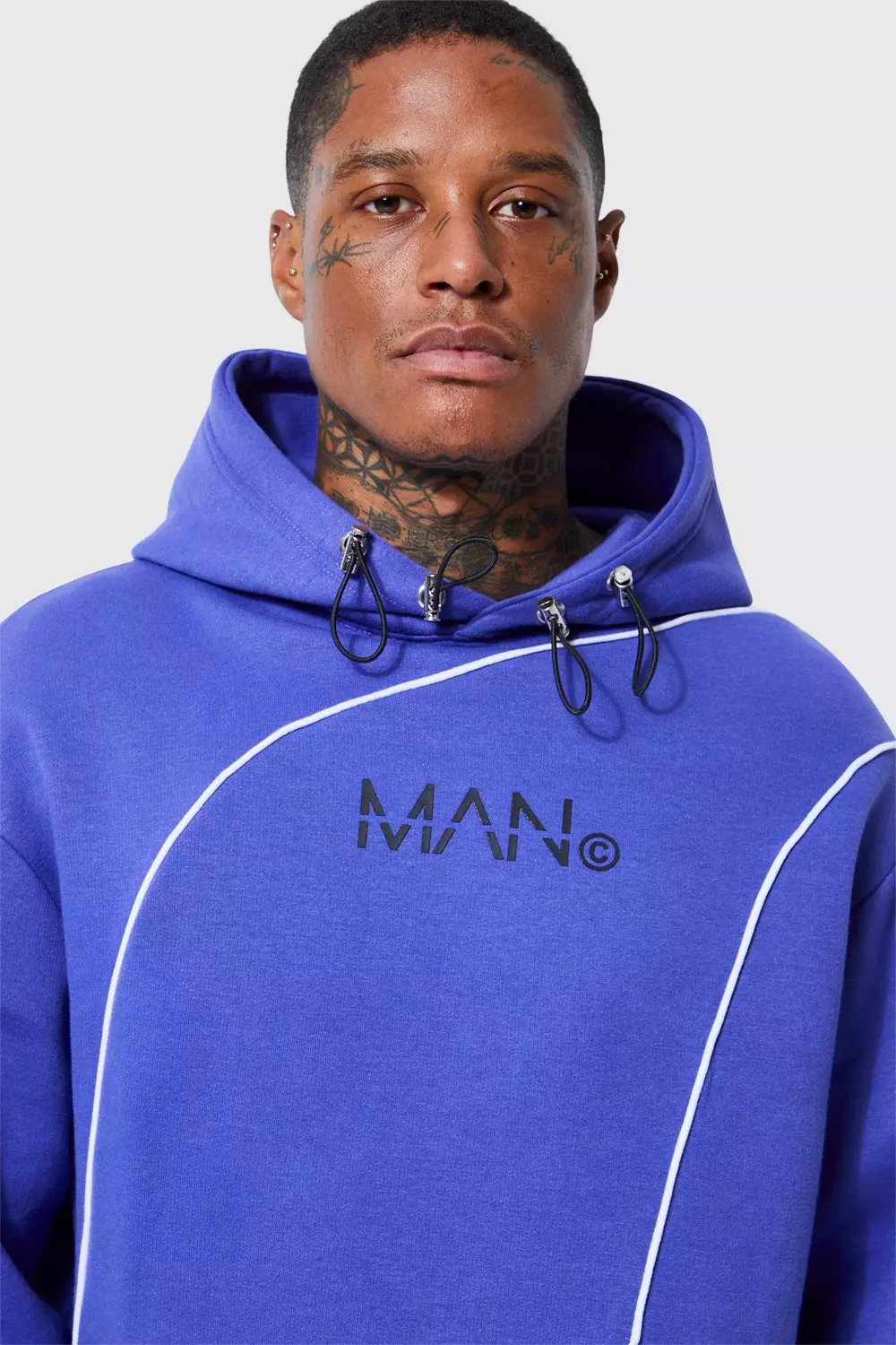 Boohooman blue hoodie hot sale