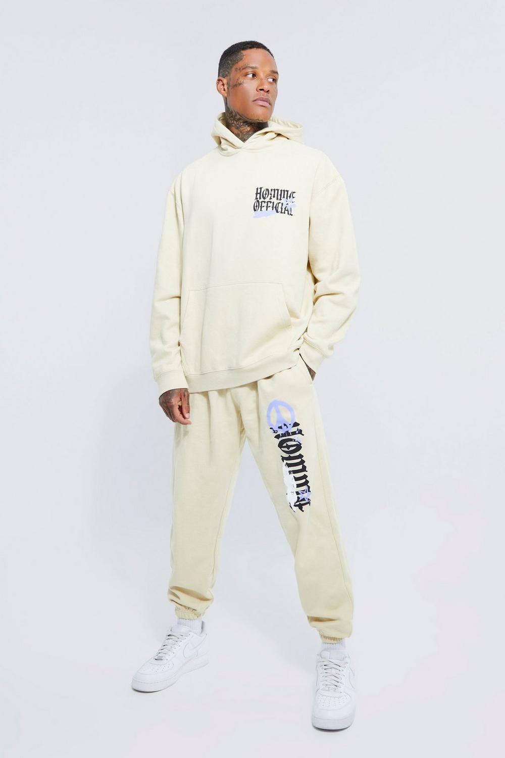 boohooman.com | OVERSIZED GRAPHIC HOODIE AND JOGGER TRACKSUIT