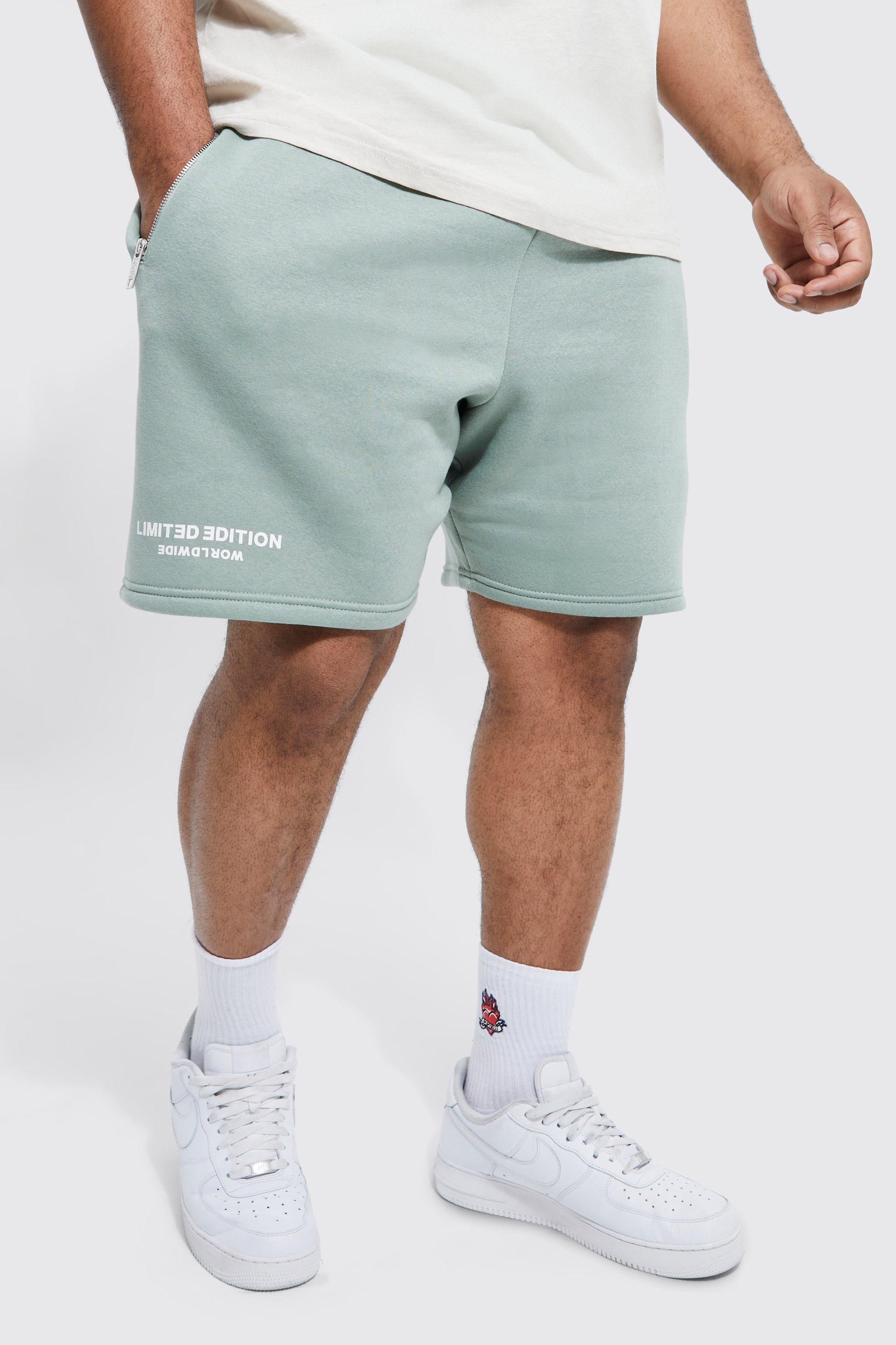 Mens Green Plus Boxy Fit Extended Drawcord Limited Short, Green