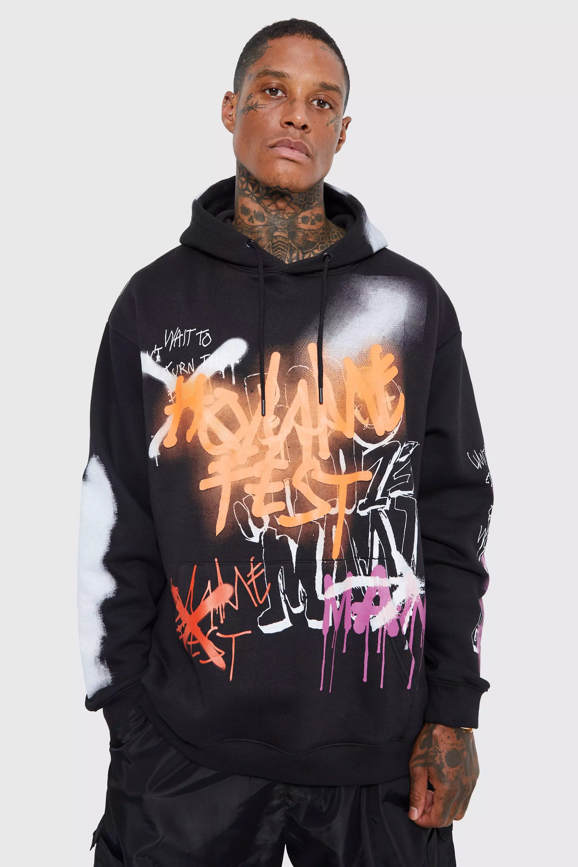 Graffiti print clearance hoodie