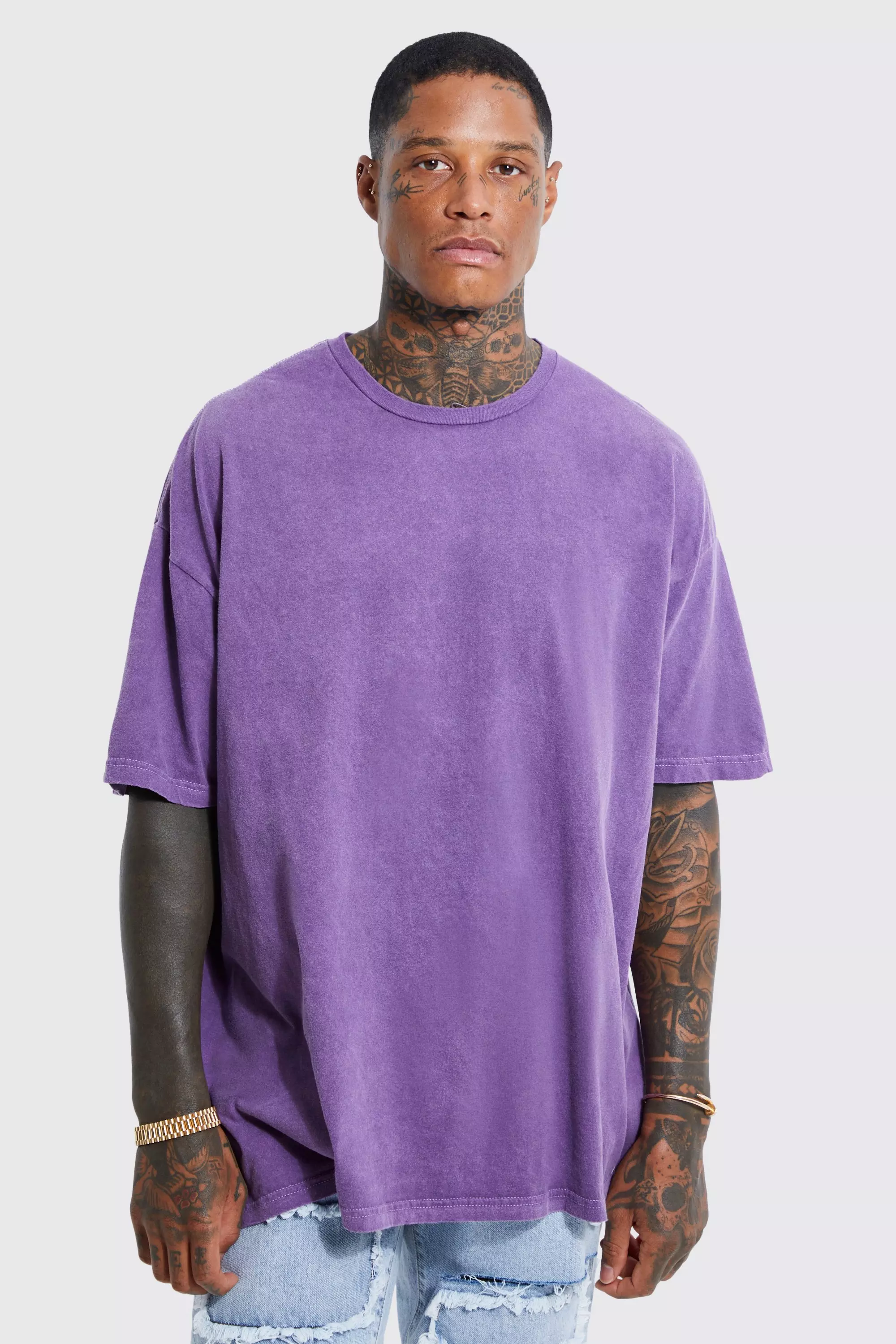 Oversized Skull Overdye Graphic T shirt boohooMAN USA