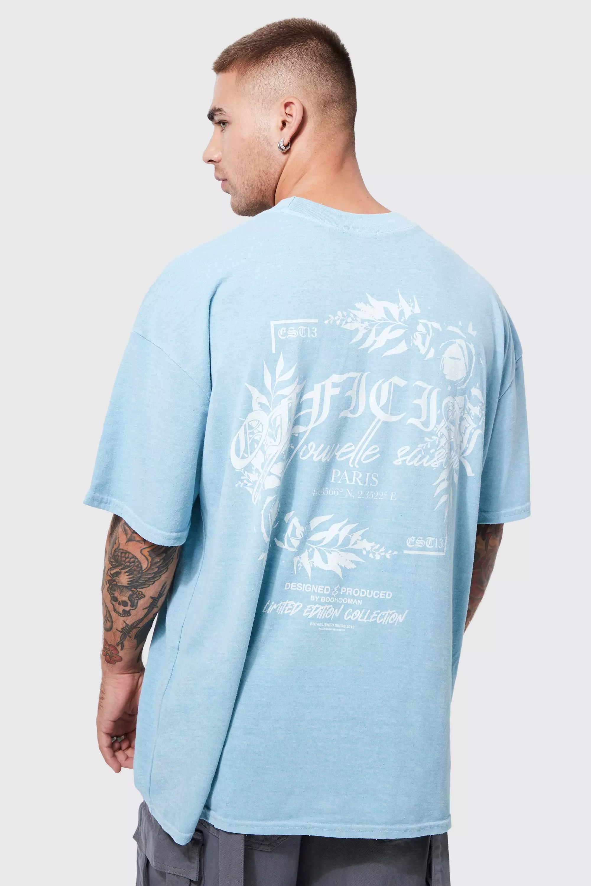 Floral T-shirt Official USA Graphic boohooMAN Oversized |