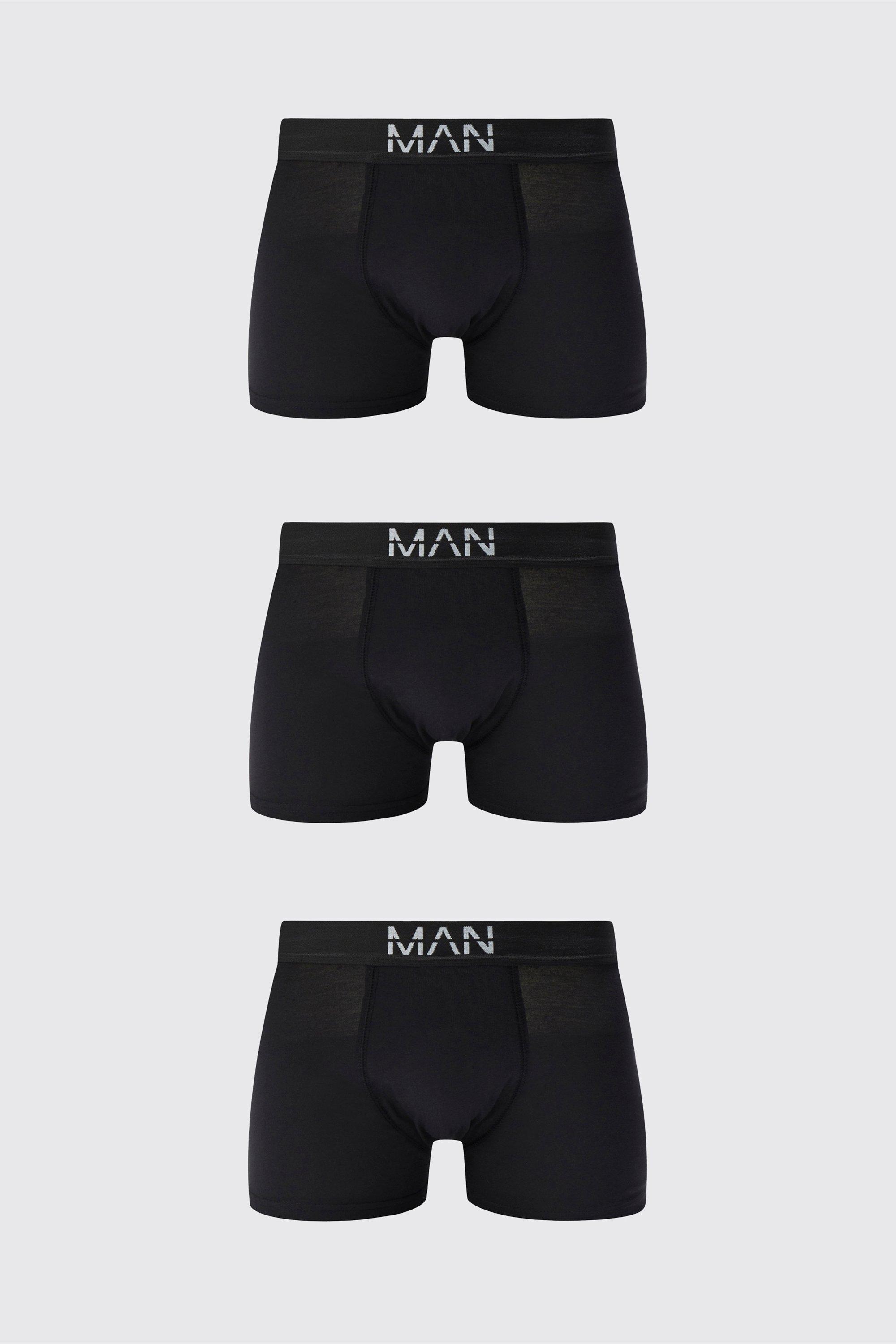 Mens Black 3 Pack Man Dash Mid Length Trunks, Black