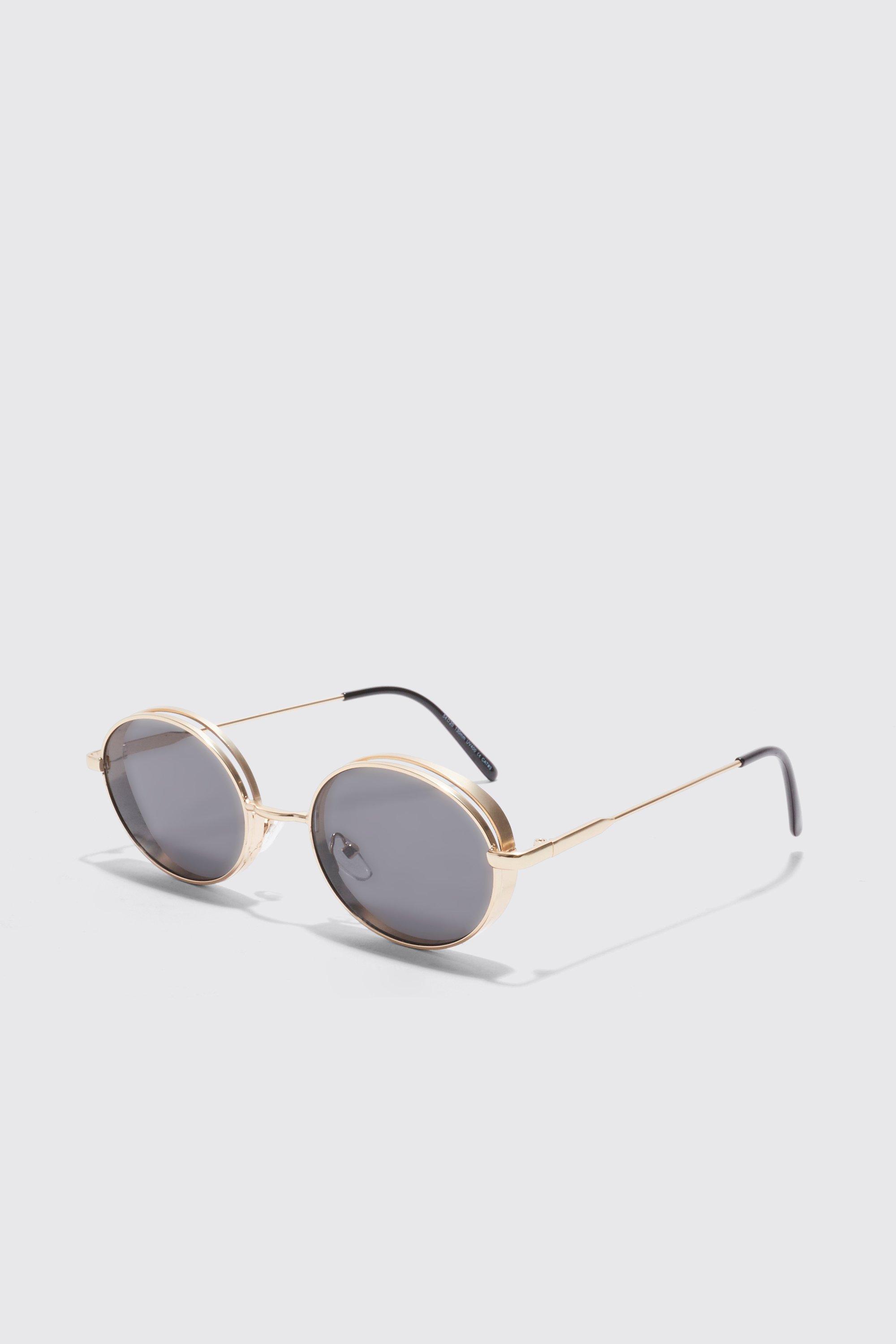 Mens Metallics Retro Round Sunglasses, Metallics