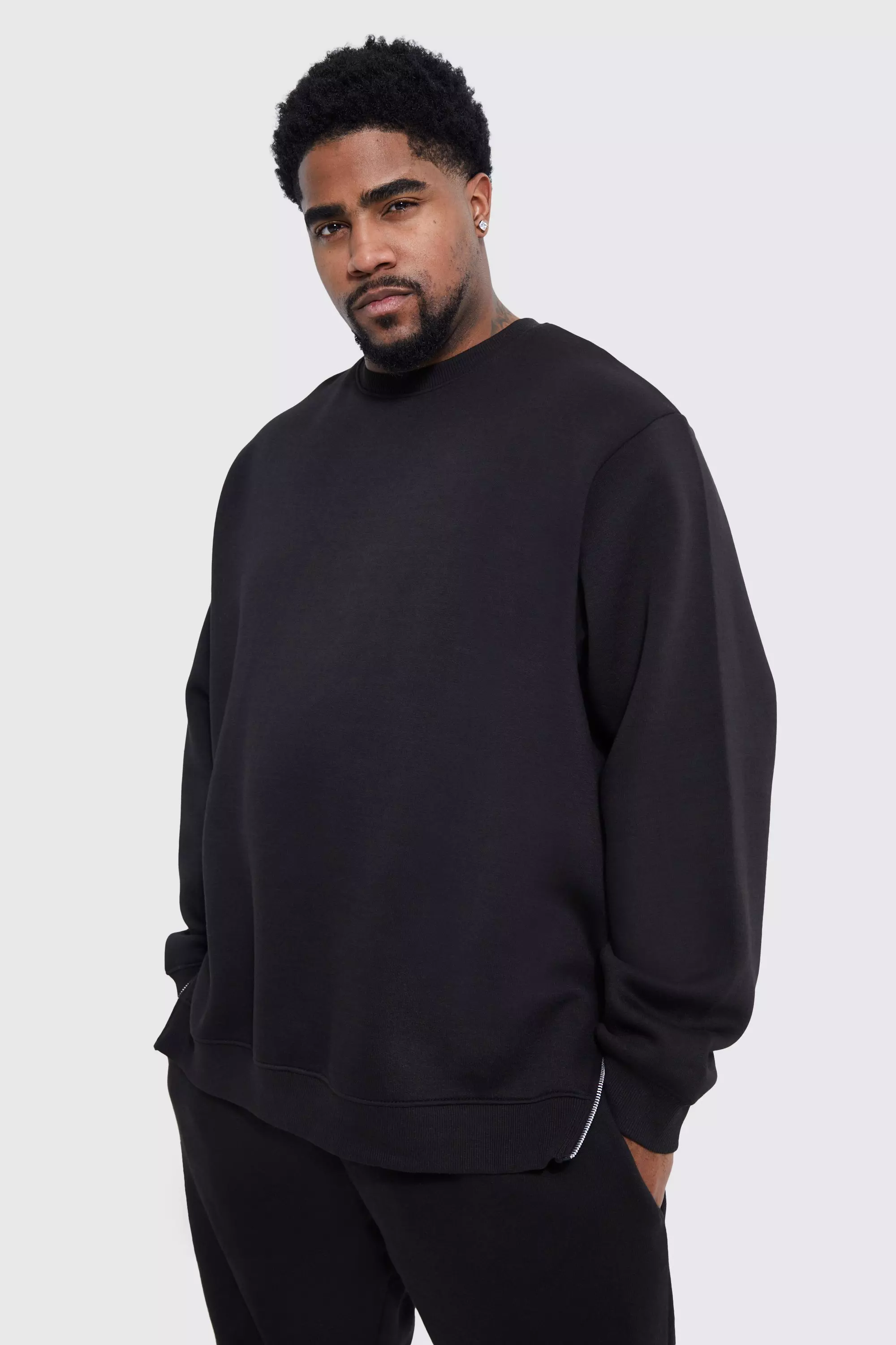 Plus Side Zip Sweatshirt | boohooMAN USA