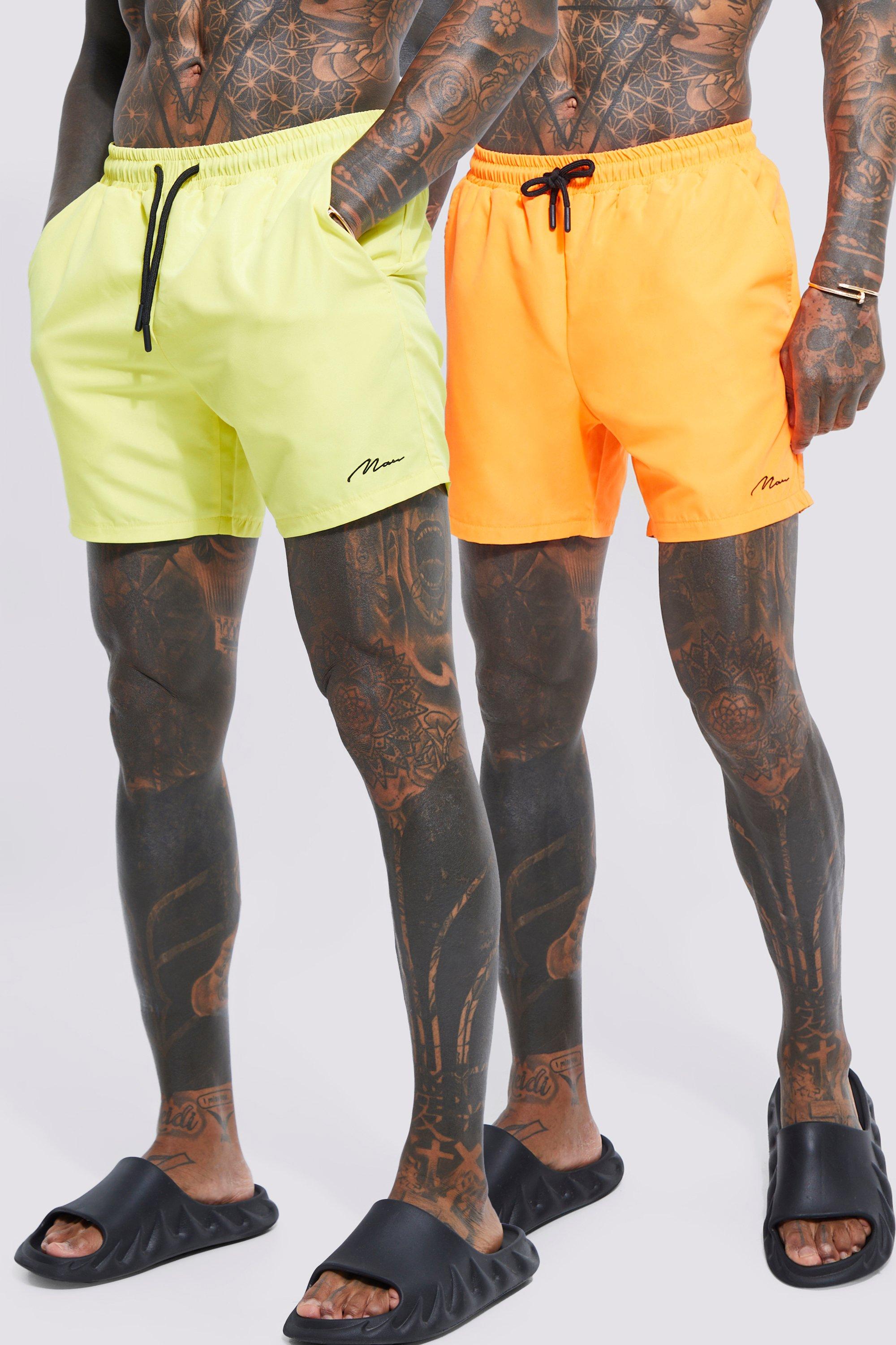 Image of Costume a pantaloncino medio con firma Man - set di 2 paia, Multi