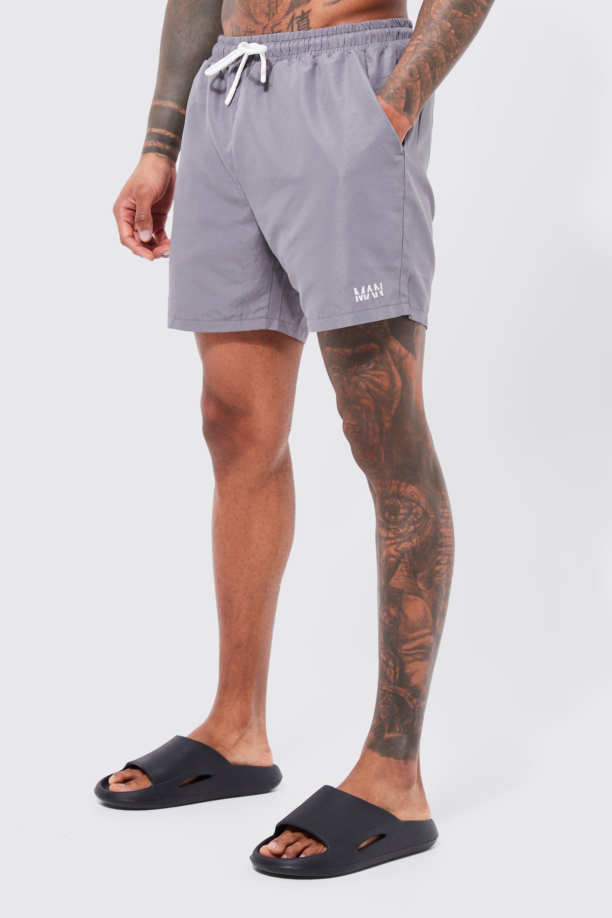 Mens Grey Original Man Mid Length Swim Shorts, Grey