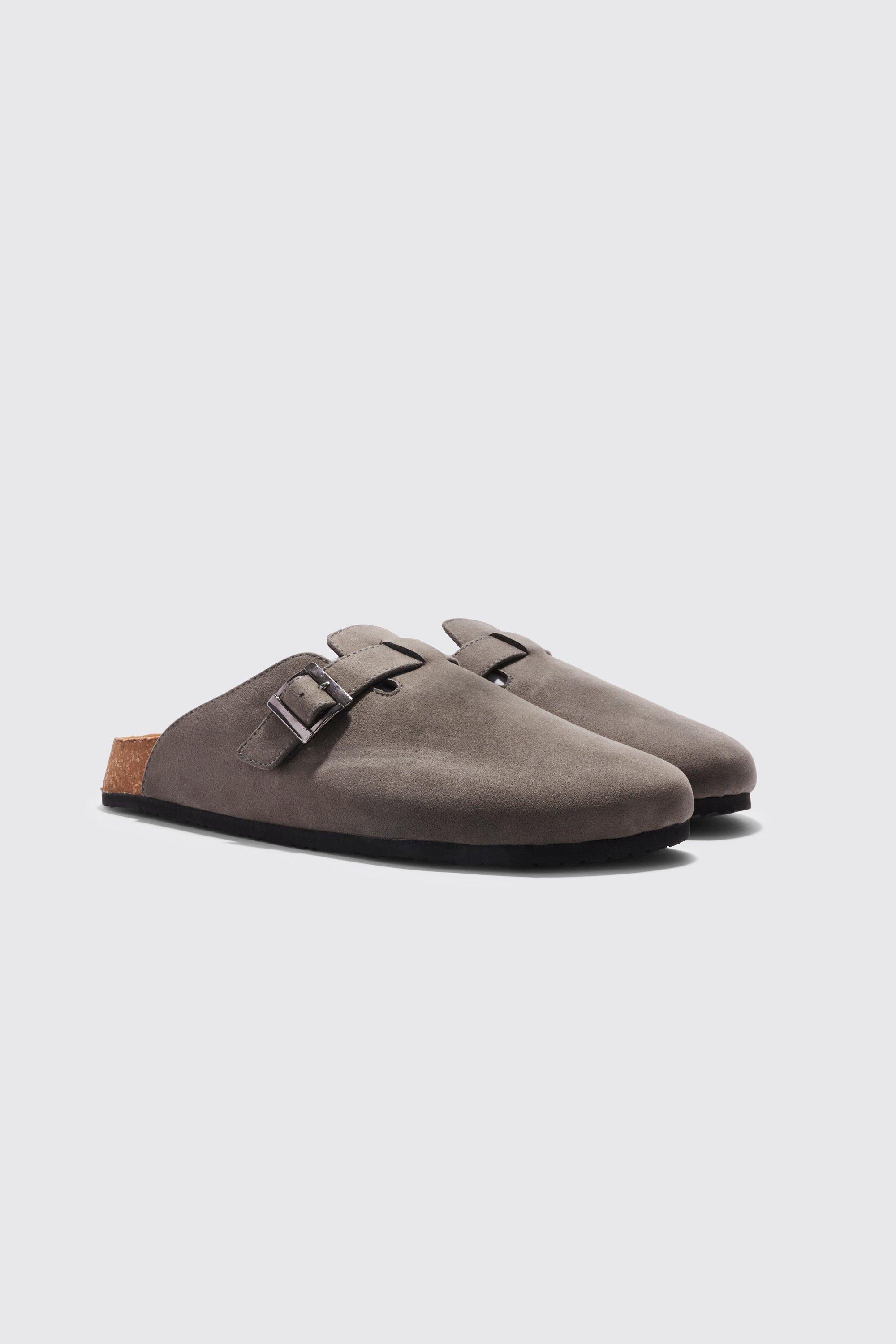 Mens Beige Faux Suede Mule, Beige