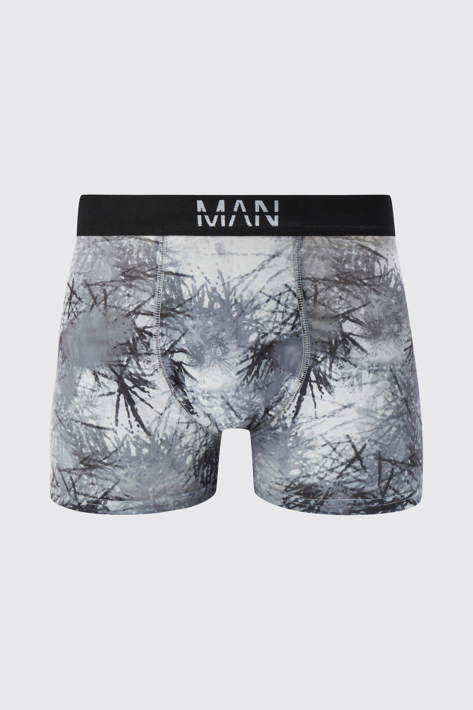 Mens Grey Abstract Print Boxers, Grey
