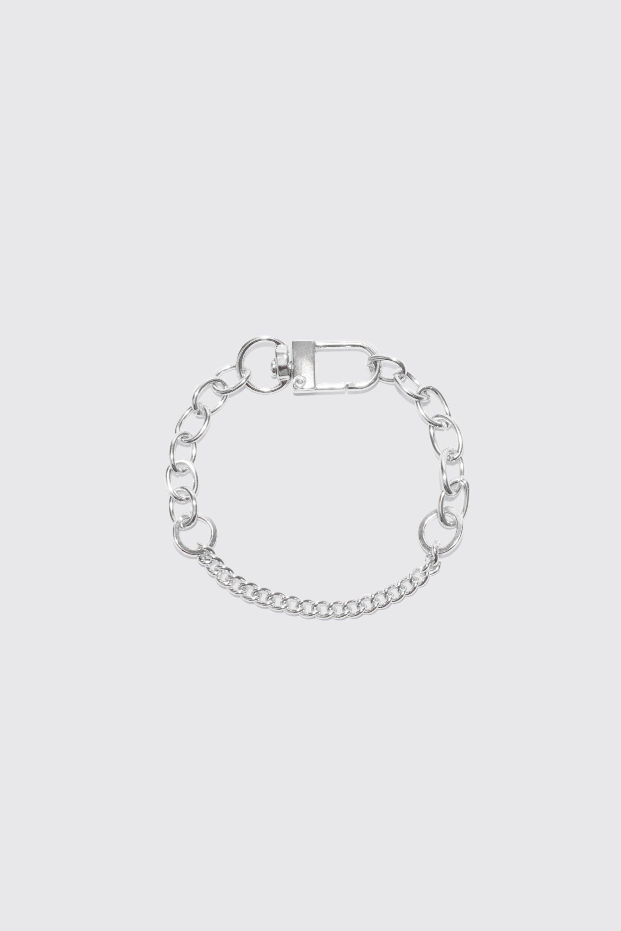 Mens Grey Link Chain Bracelet, Grey