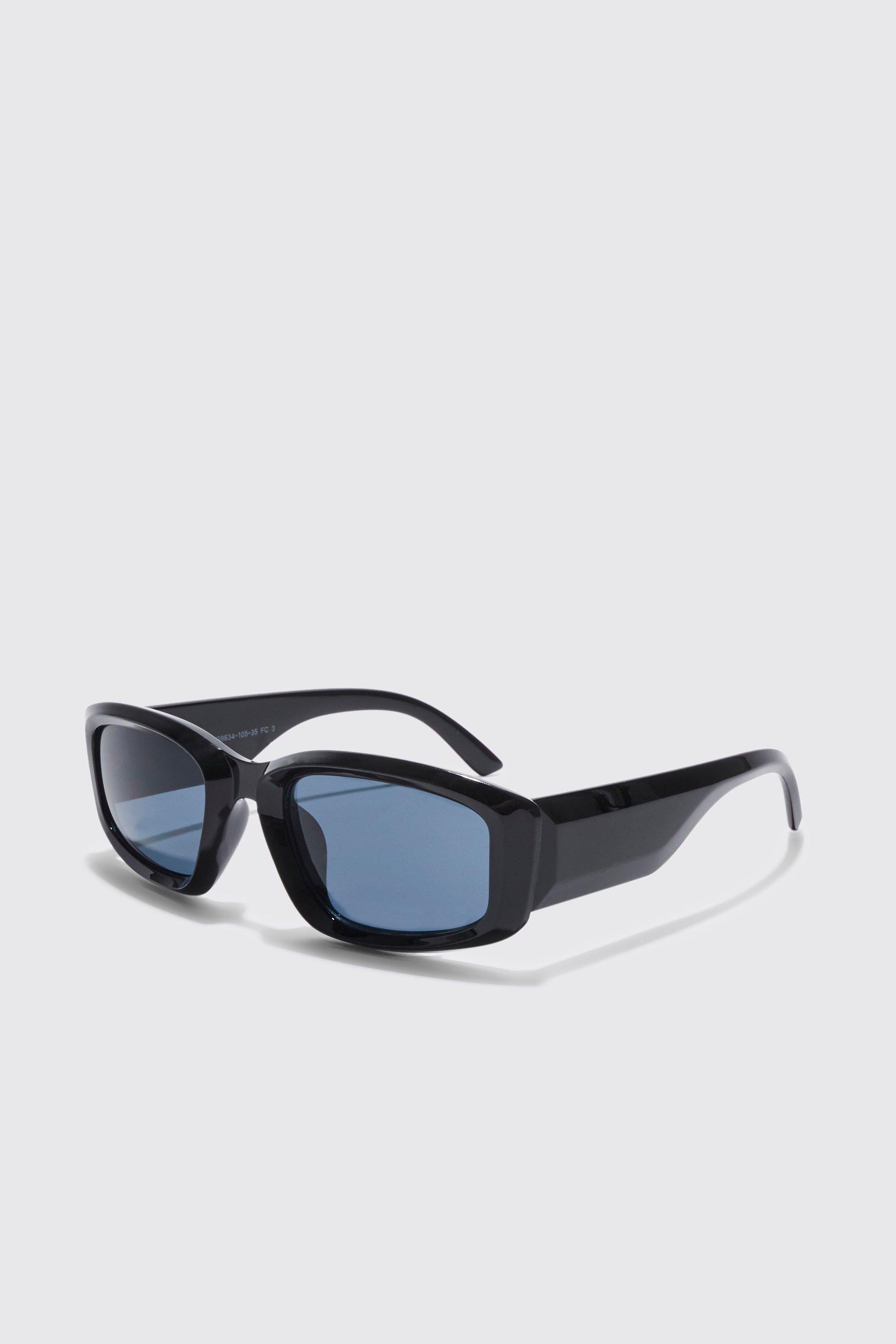 Mens Black Chunky Angled Sunglasses, Black