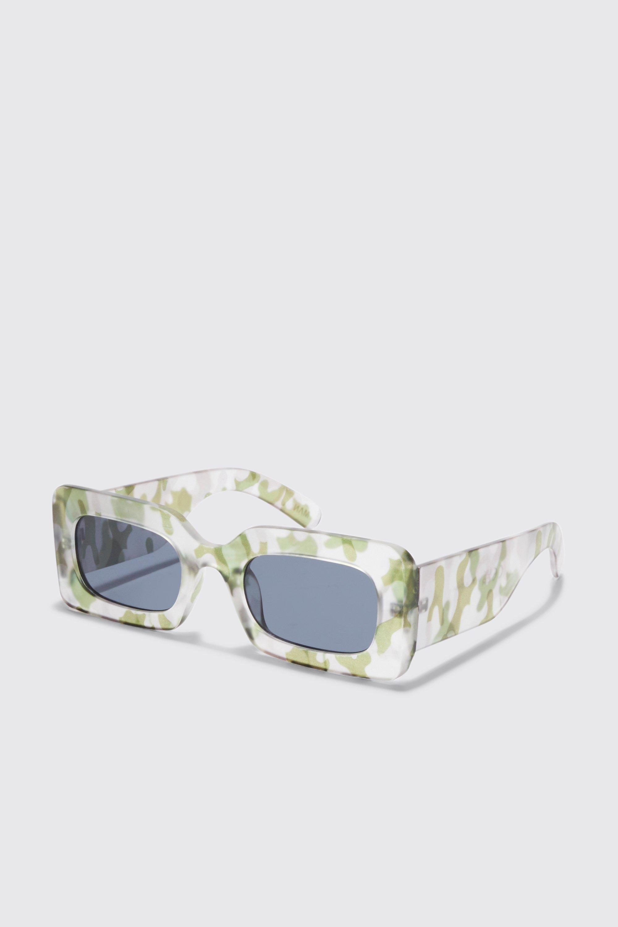 Mens Multi Camo Rectangle Lens Sunglasses, Multi