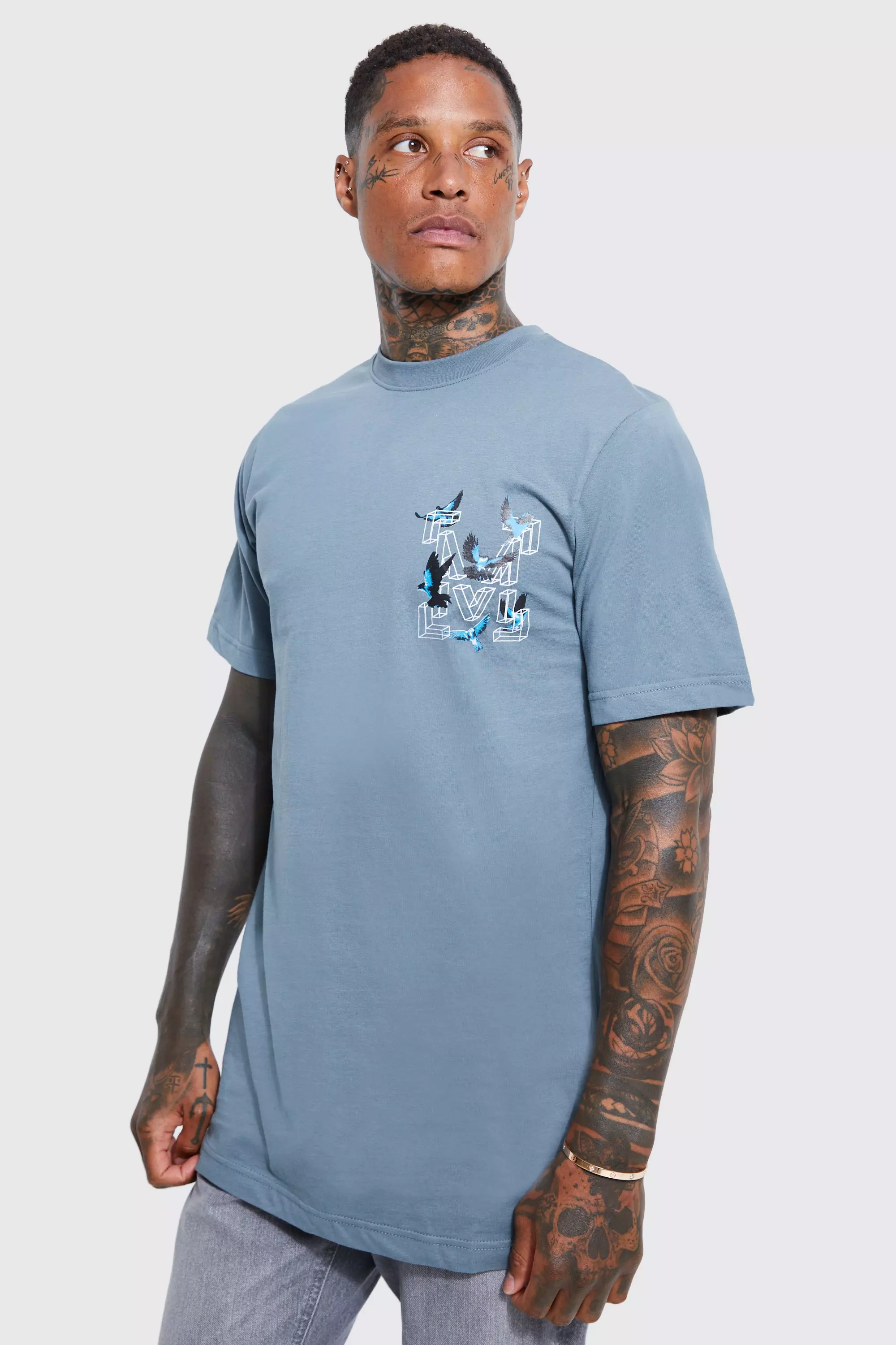 Longline Dove Graphic T-Shirt