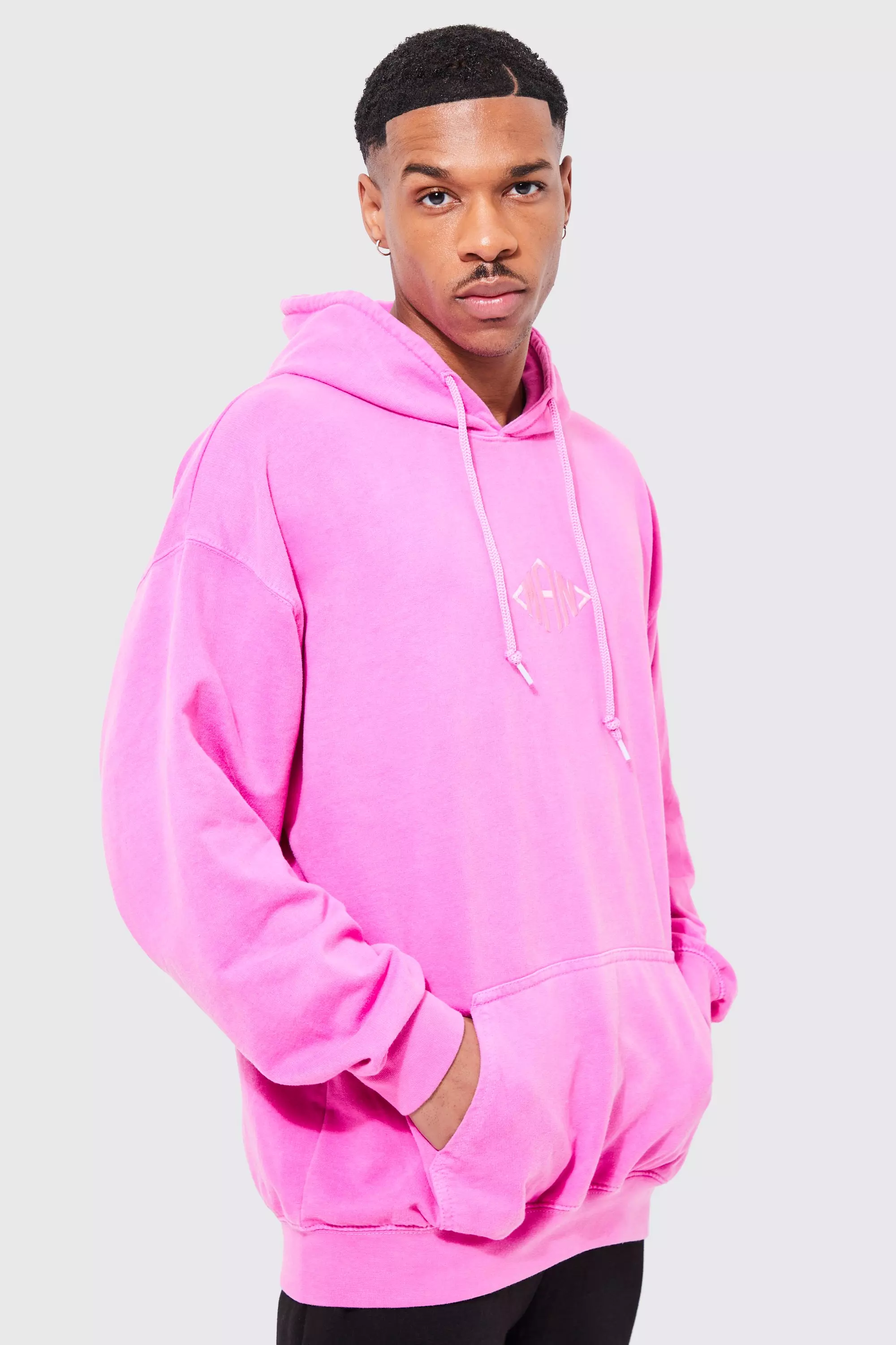 Man Oversized Washed Hoodie | boohooMAN