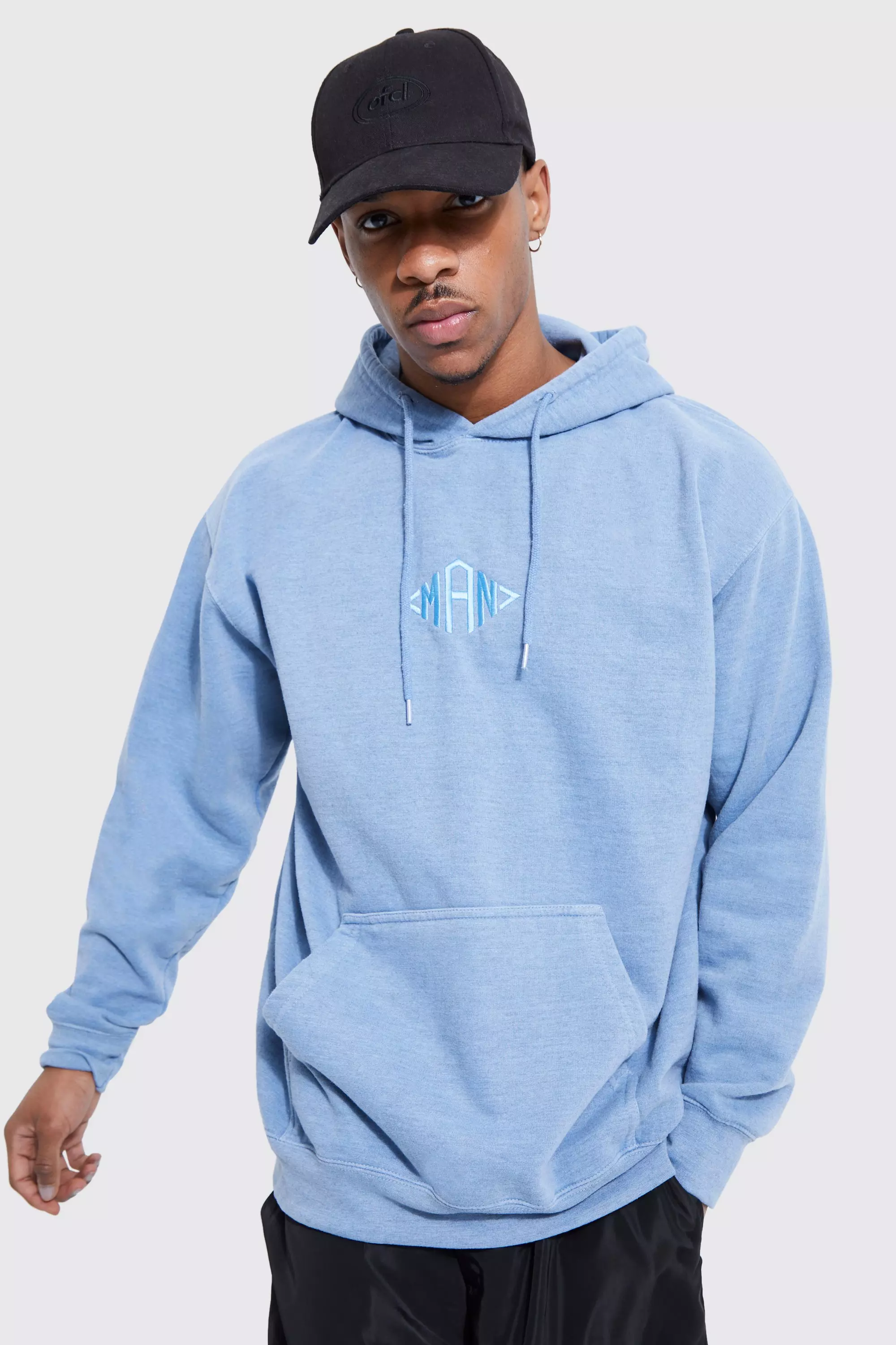 Man Oversized Overdyed Marl Hoodie