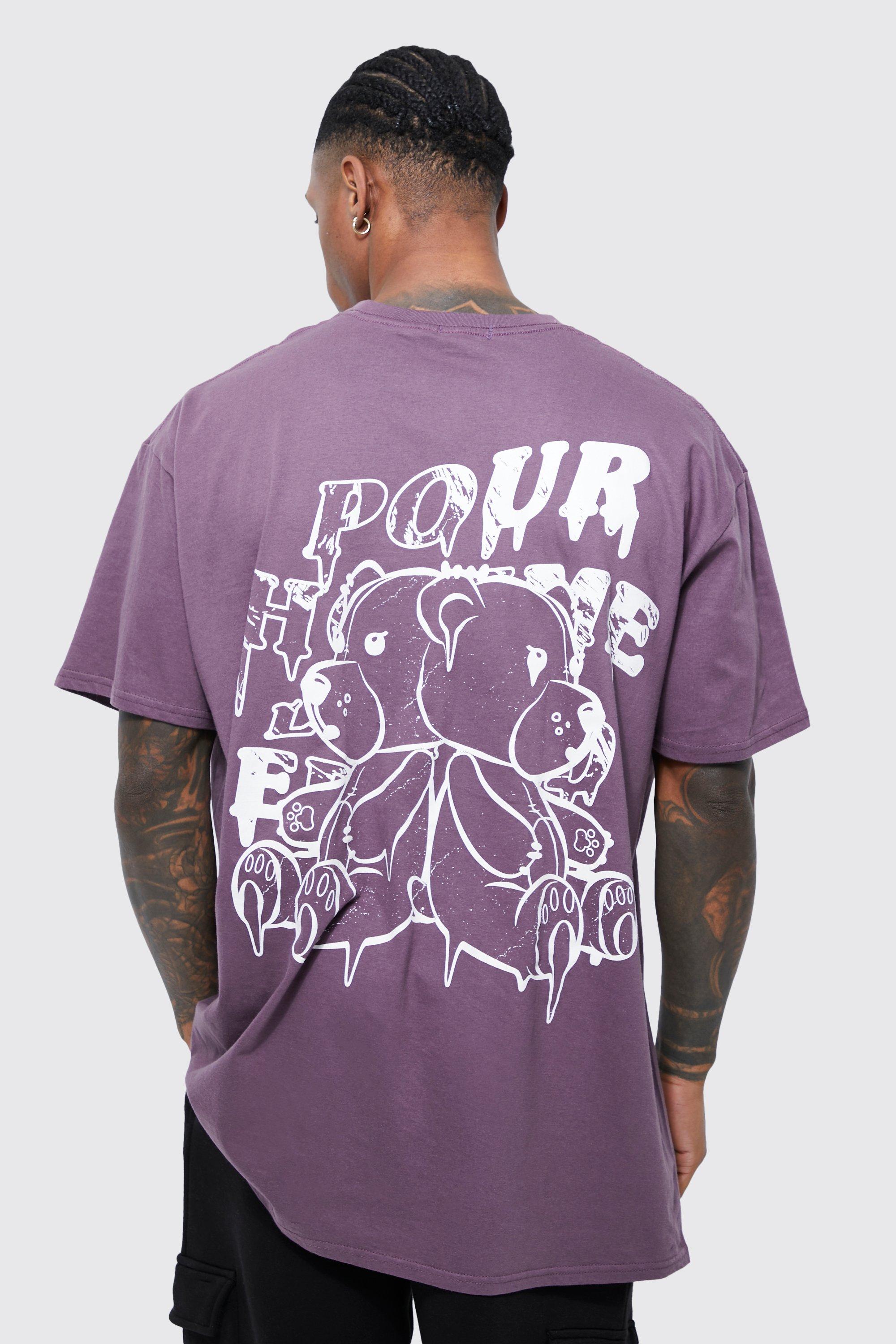 Image of T-shirt oversize con grafica Teddy, Purple