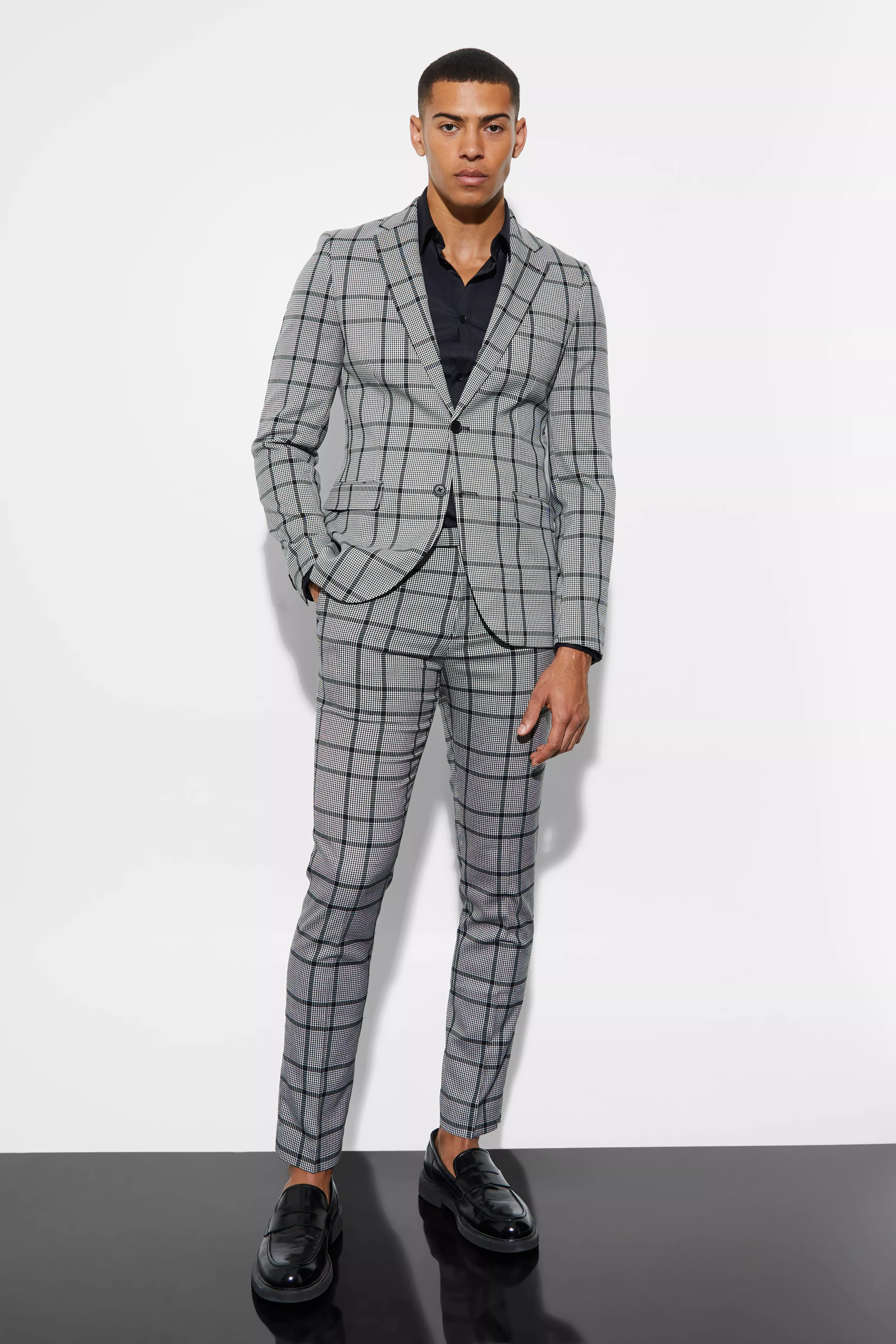 Black check hotsell suit jacket