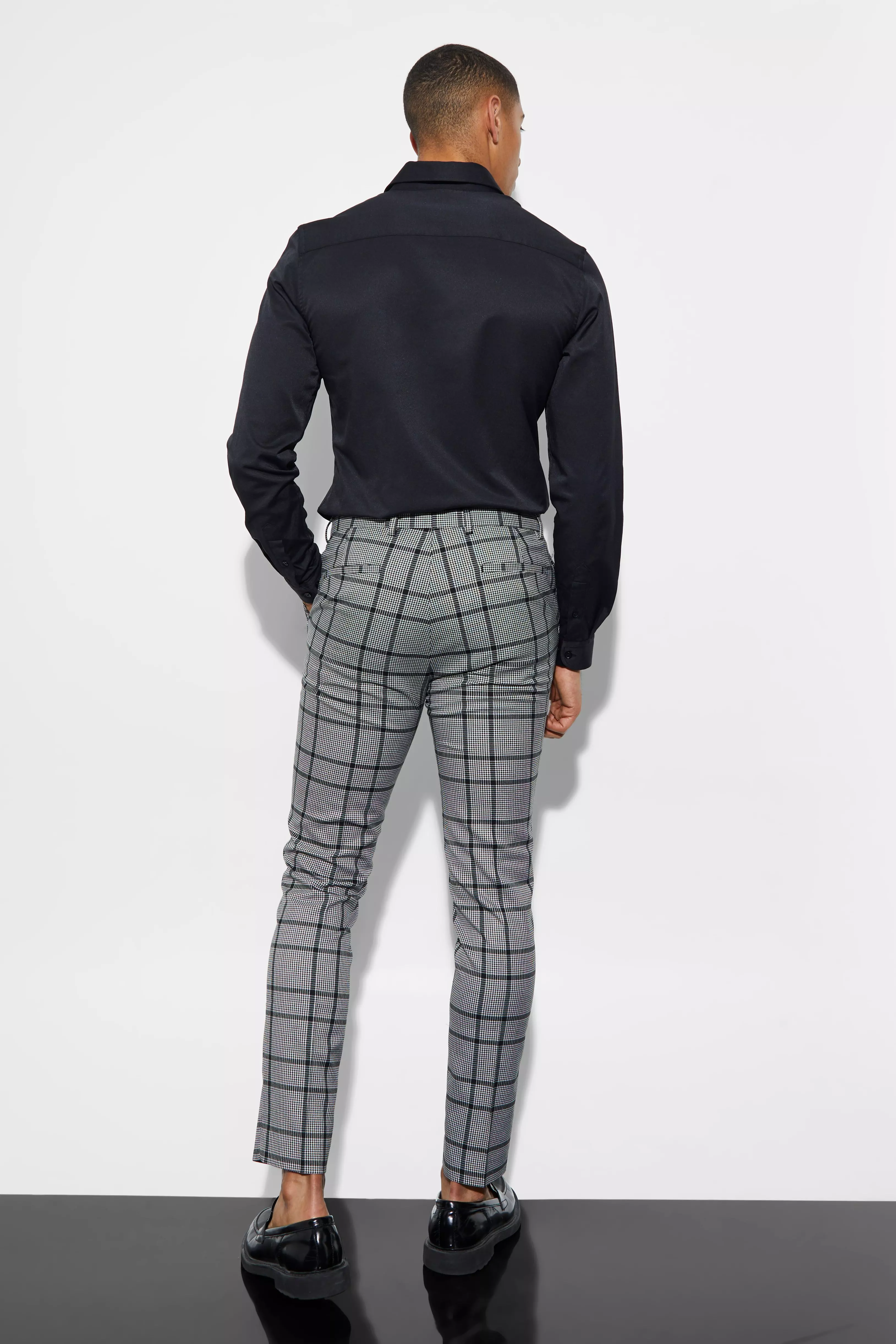 Skinny on sale checked trousers