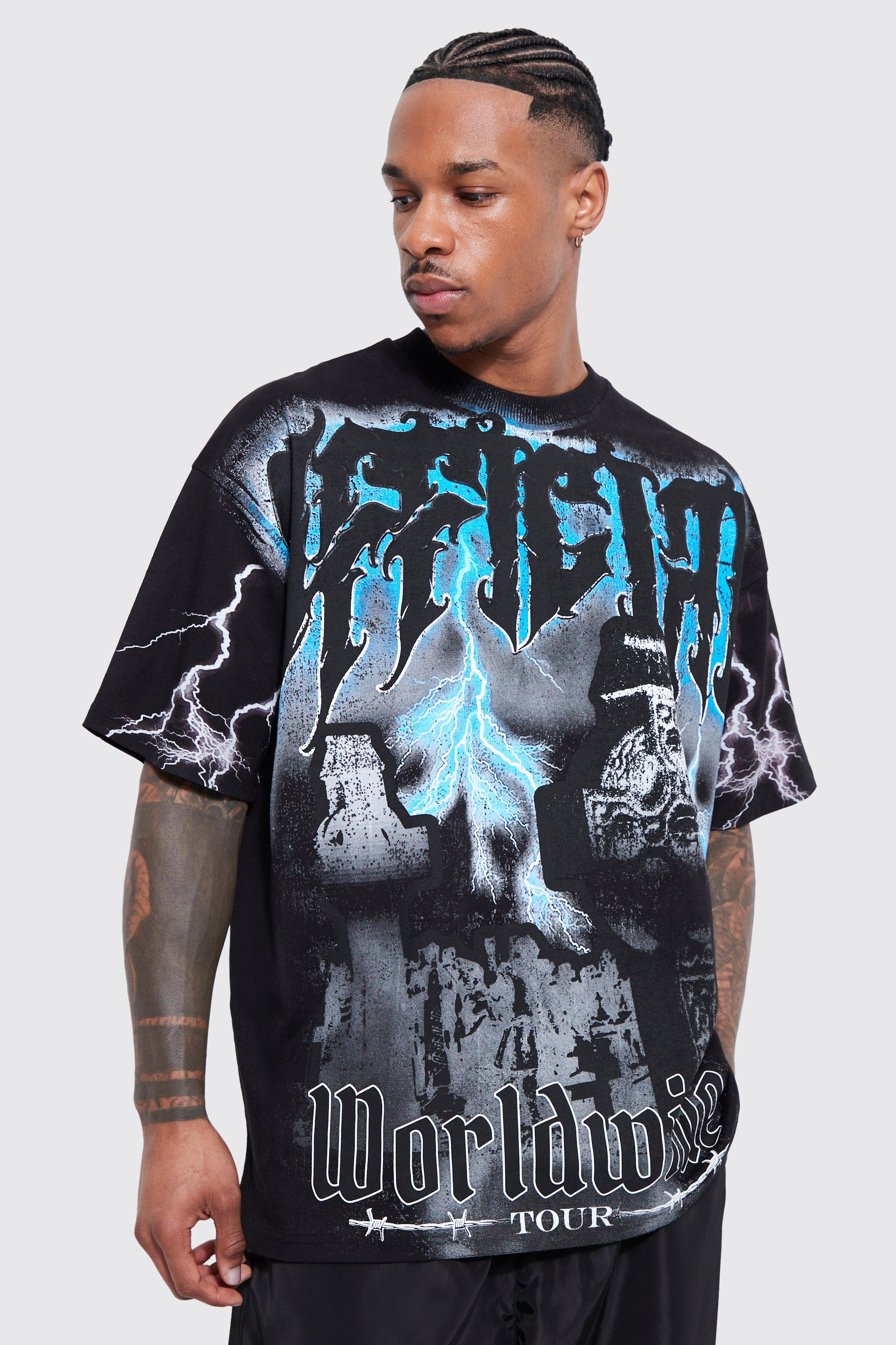 T-shirt oversize Official con grafica Gravestone, Nero