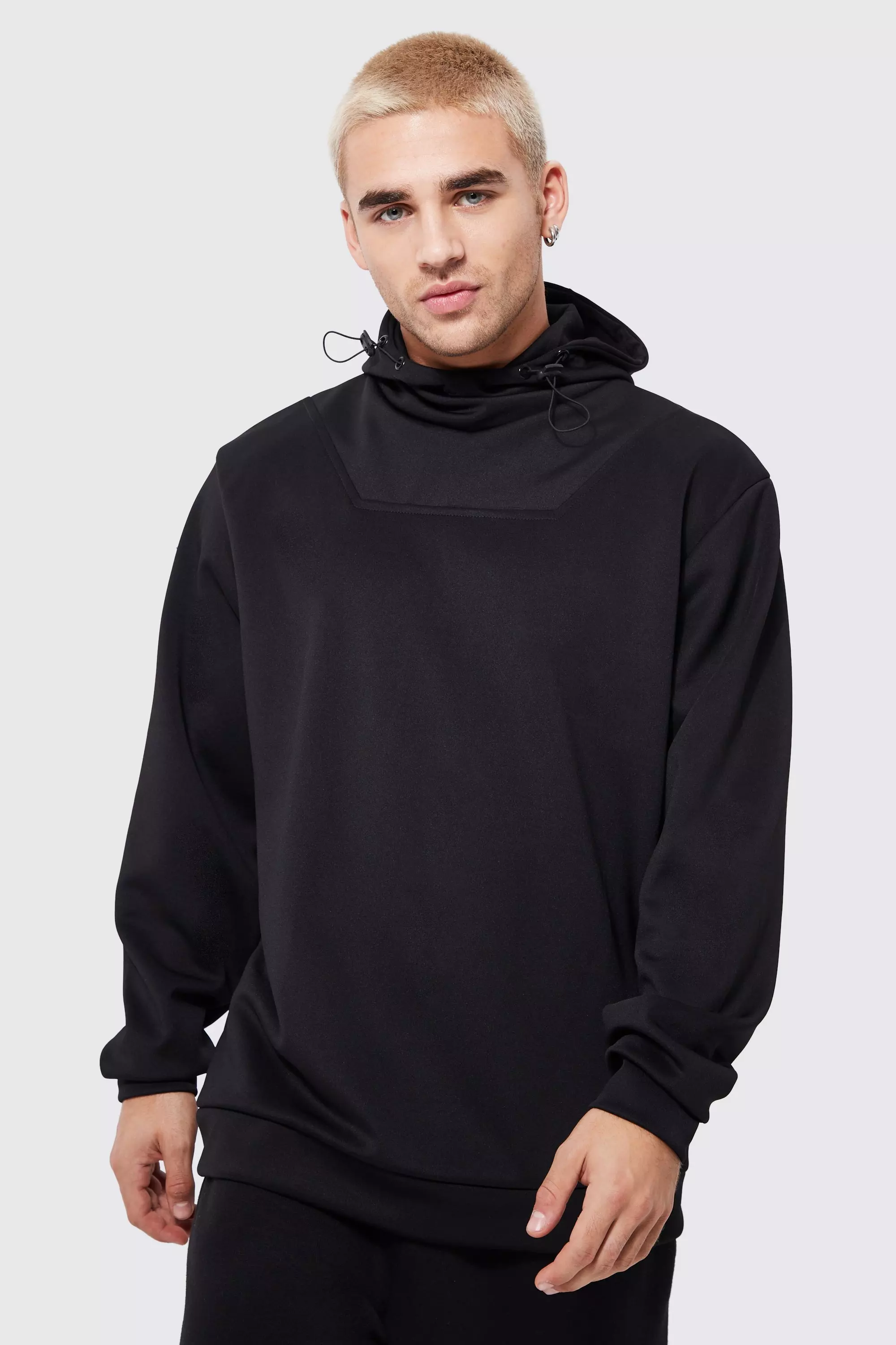 Black funnel store neck hoodie