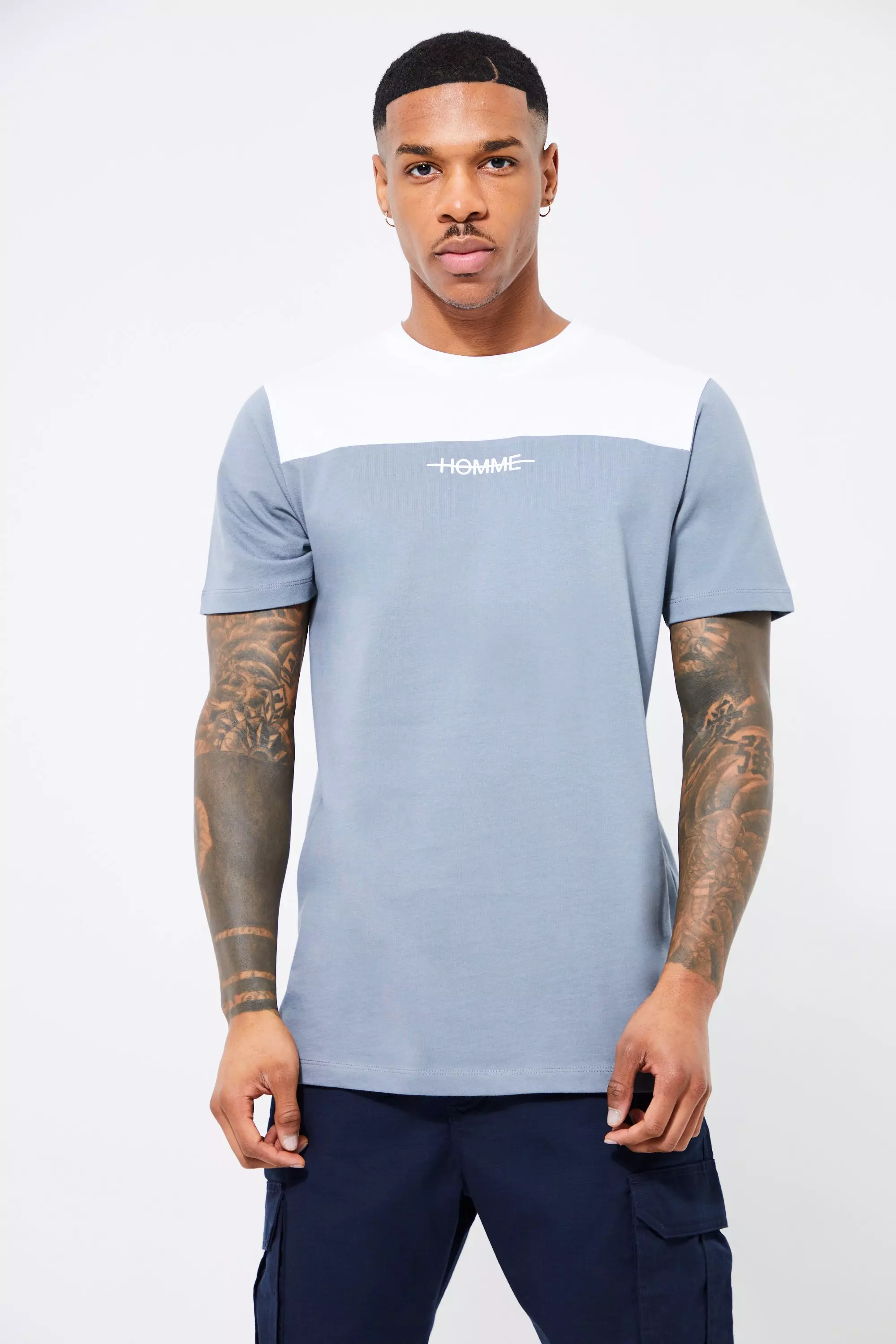 Slim Fit Homme Colour Block T shirt boohooMAN