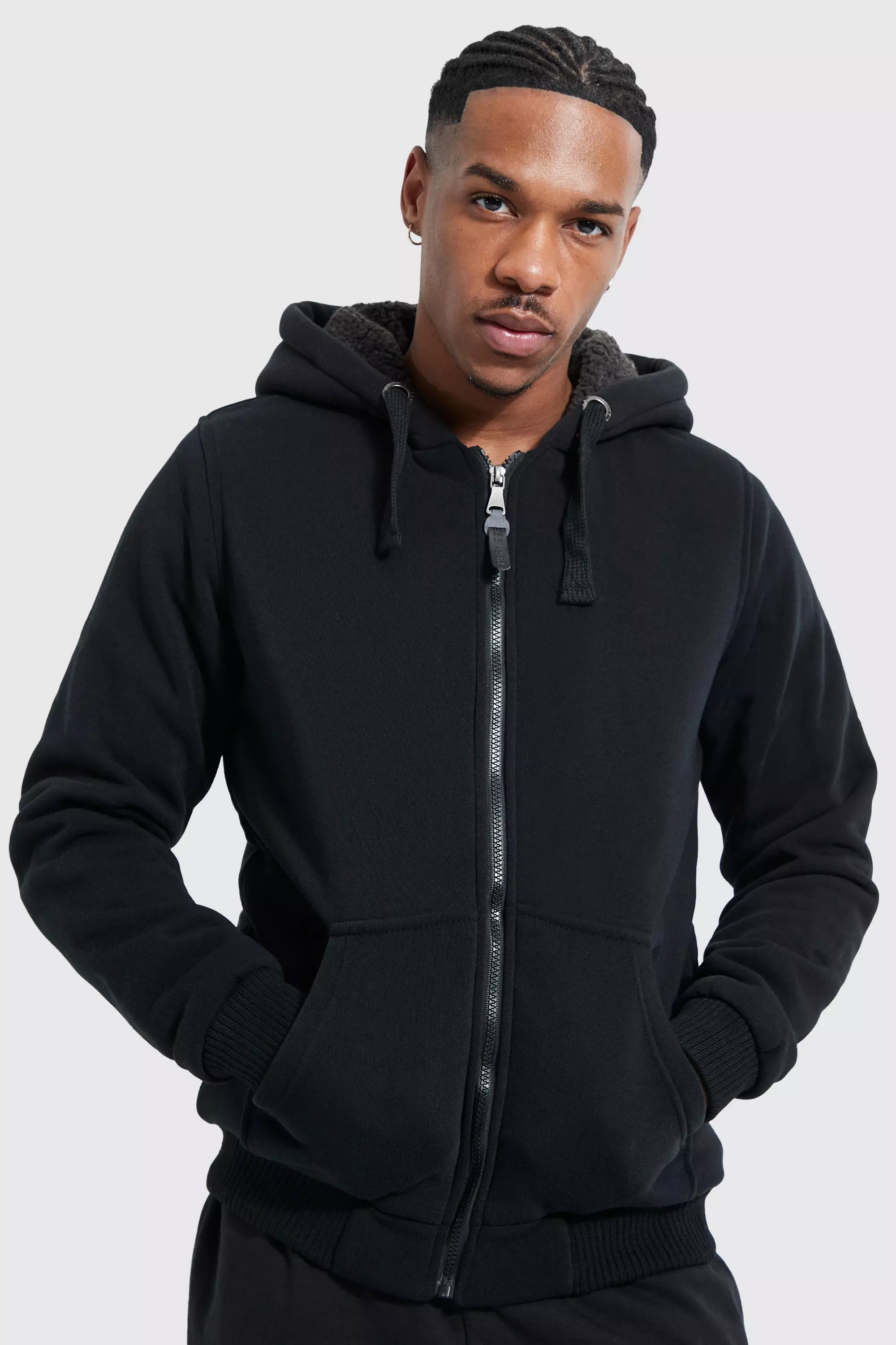 Borg lined zip through hoodie new arrivals