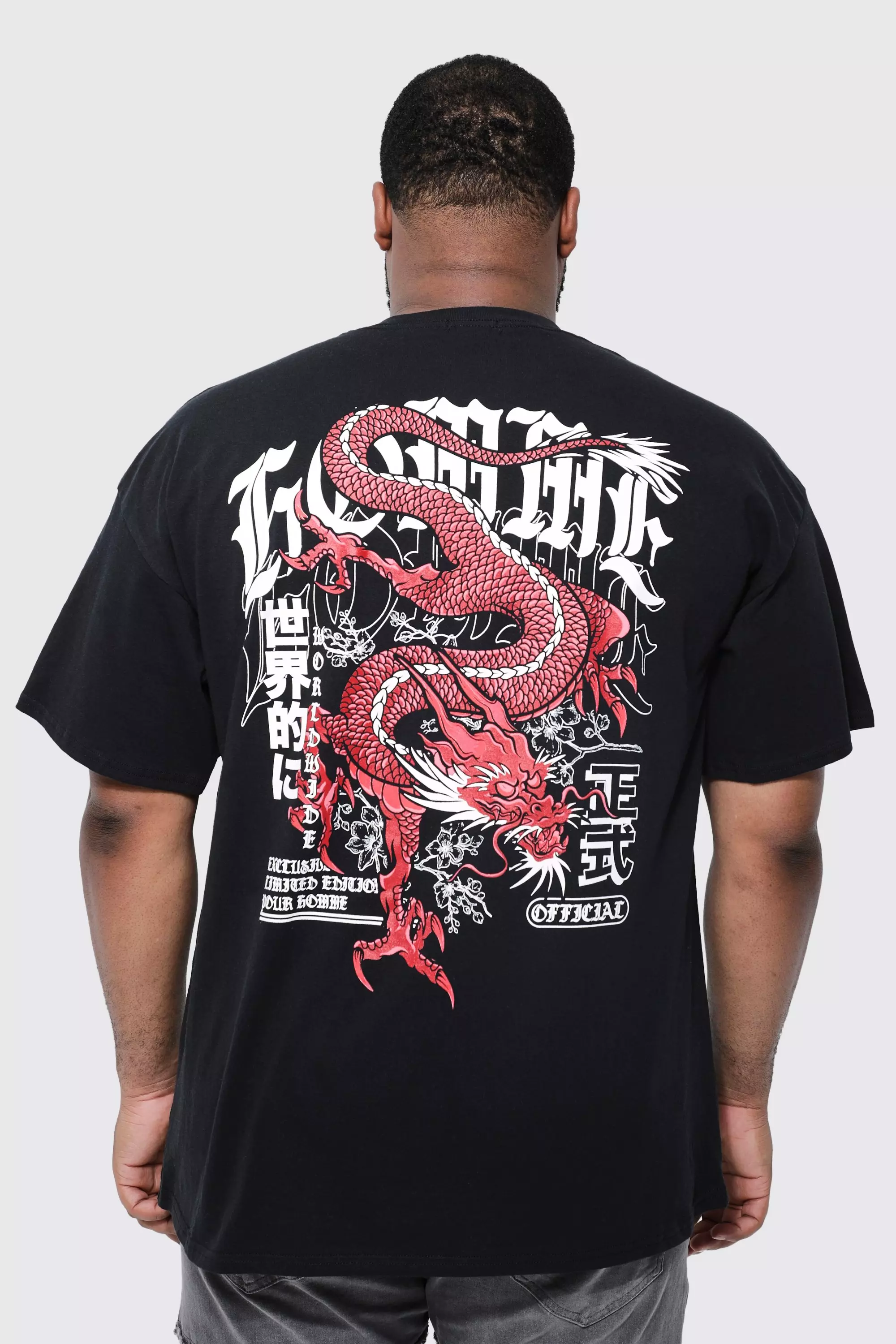 Plus Dragon Back Print T-shirt