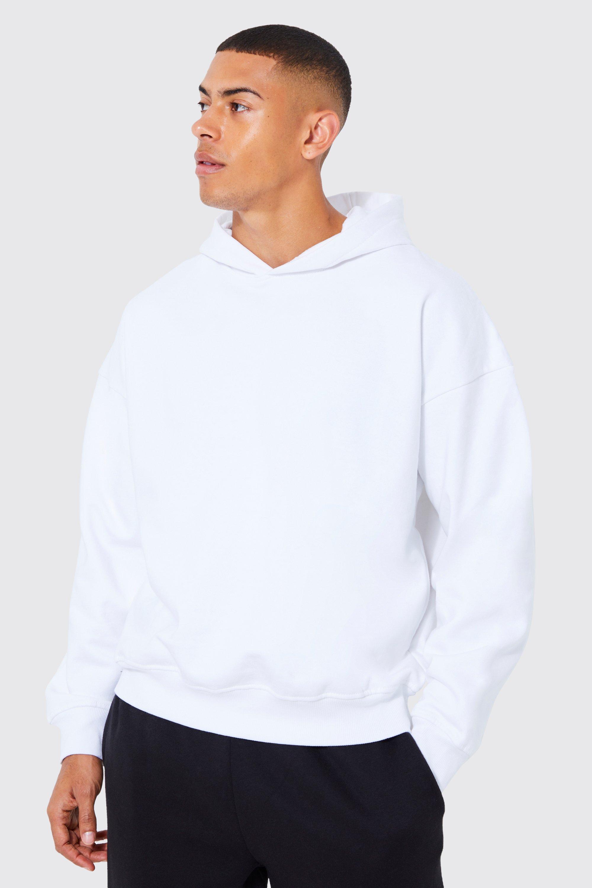 Mens White Oversized Heavyweight Hoodie, White