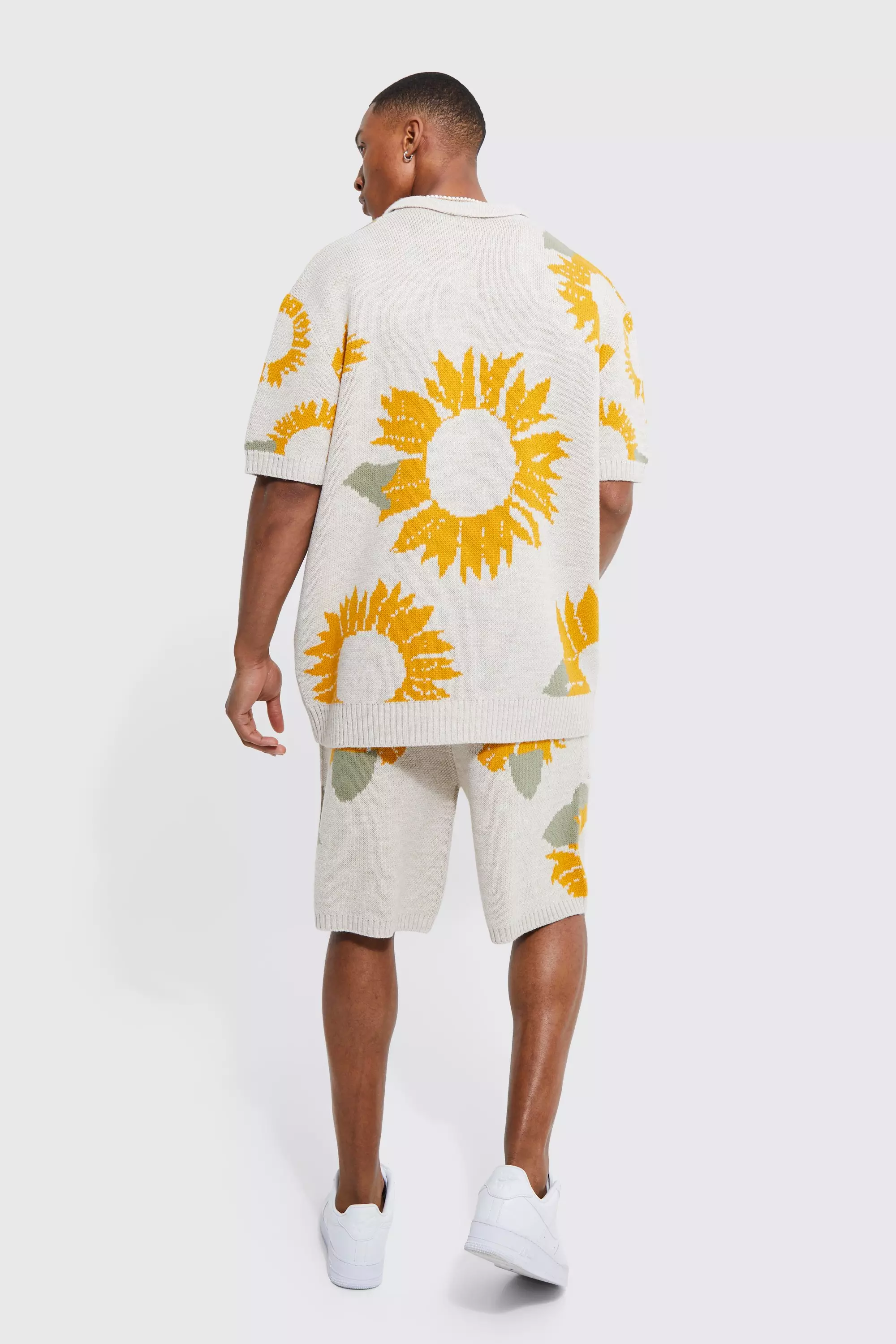 Toosii Oversized Knitted Sunflower Polo And Short Set