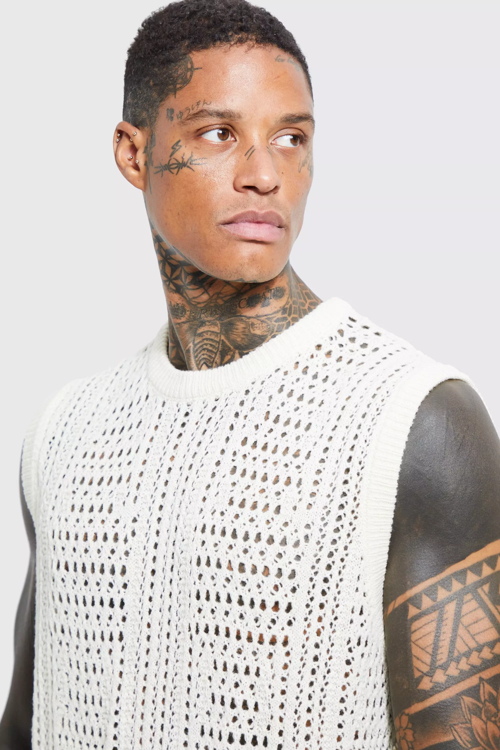 Mens Sweater Vest Crew Neck Plain Knitted Tank Top Jumper Sleeveless  Pullover