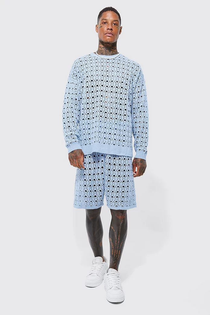 boohooMAN Men's Oversized Knitted Sweater and Short