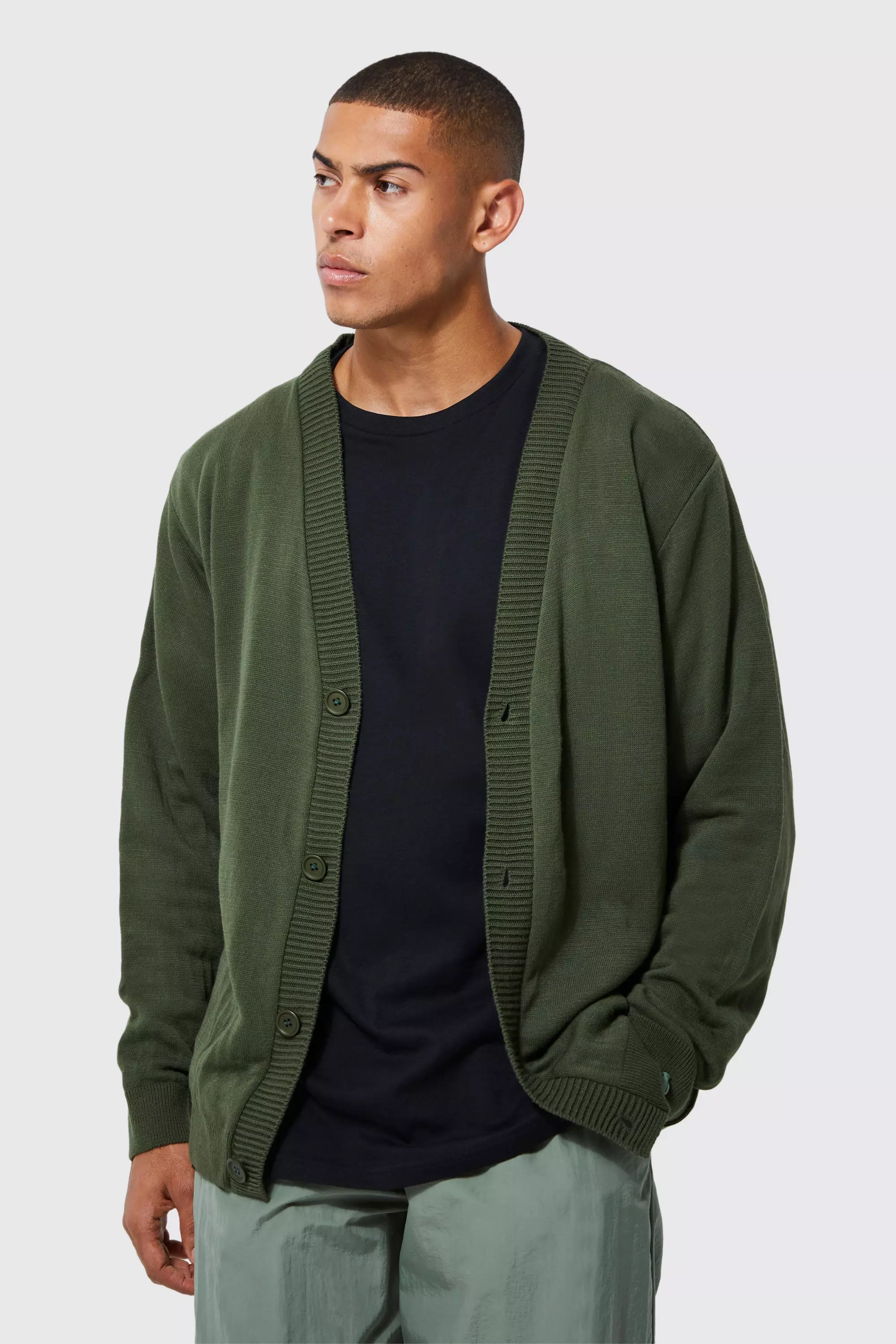 Relaxed Knitted Line Drawing Back Cardigan | boohooMAN USA