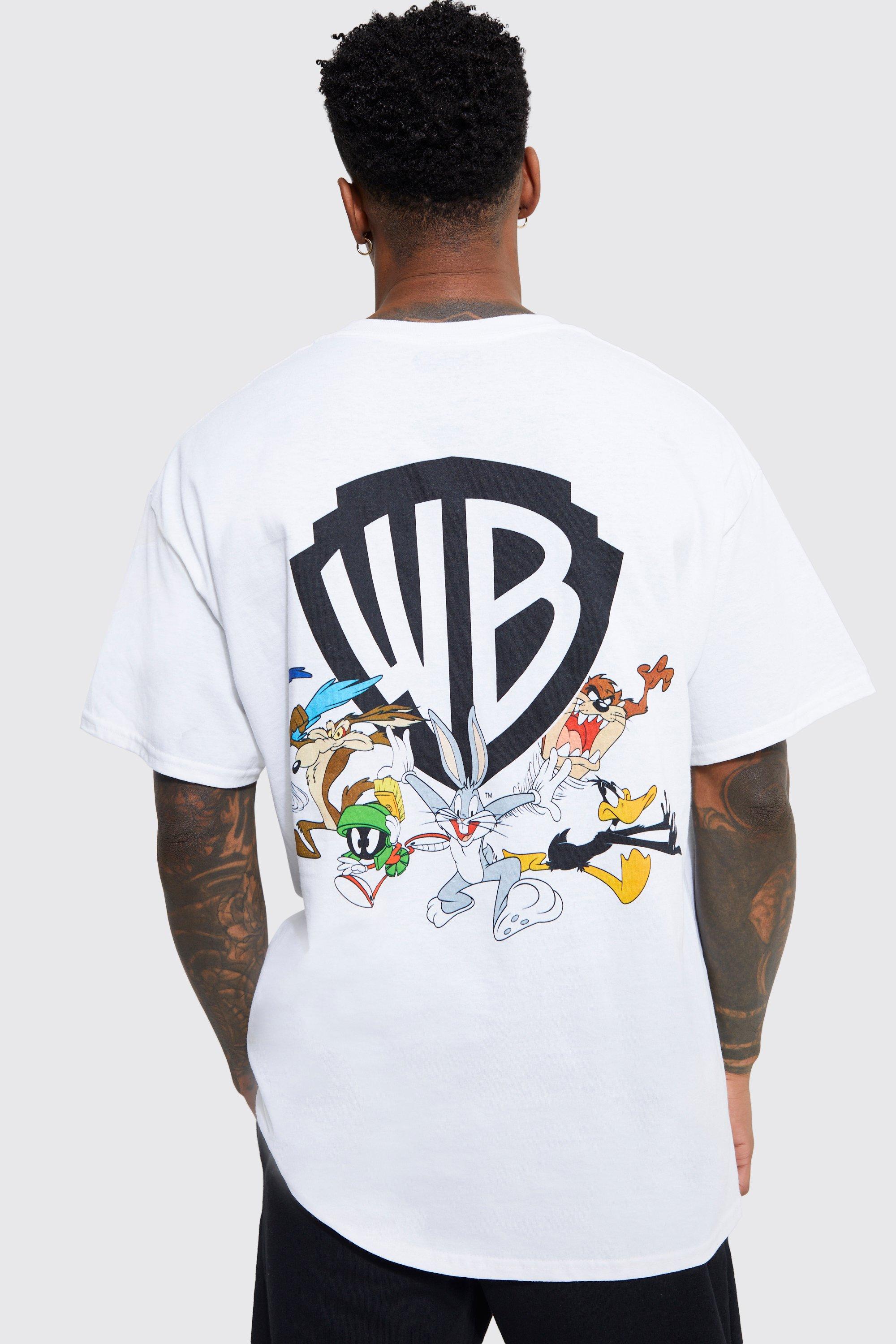 Image of T-shirt oversize ufficiale con logo Warner Bros, Bianco
