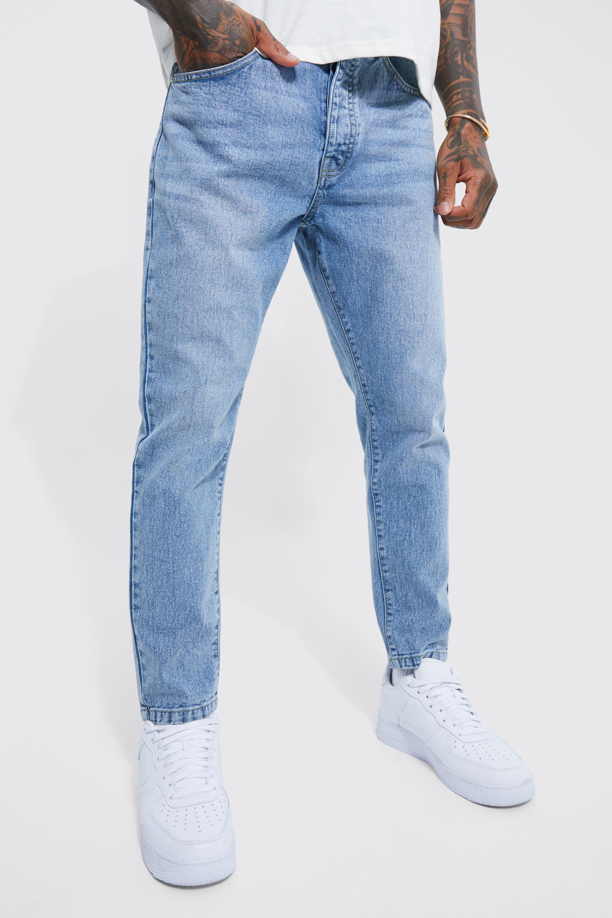 Mens Blue Tapered Fit Jeans, Blue