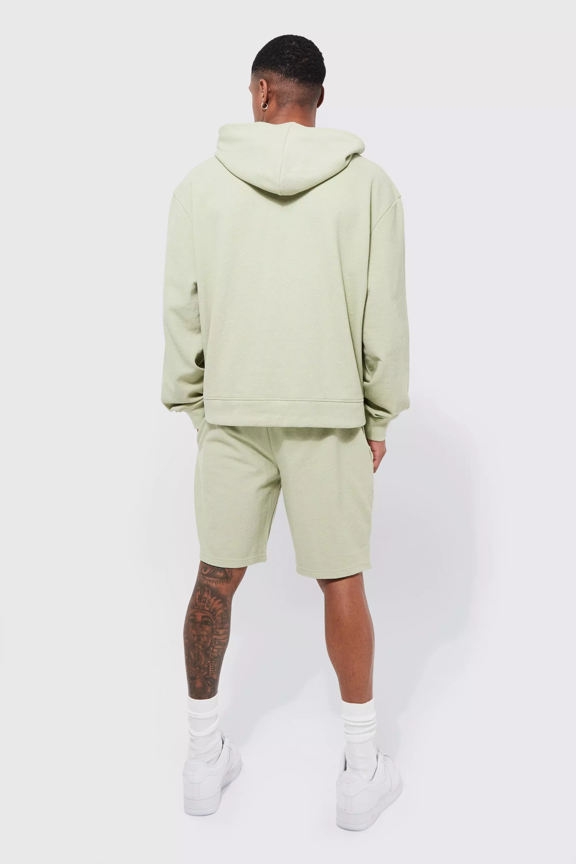 Pique hooded best sale short tracksuit