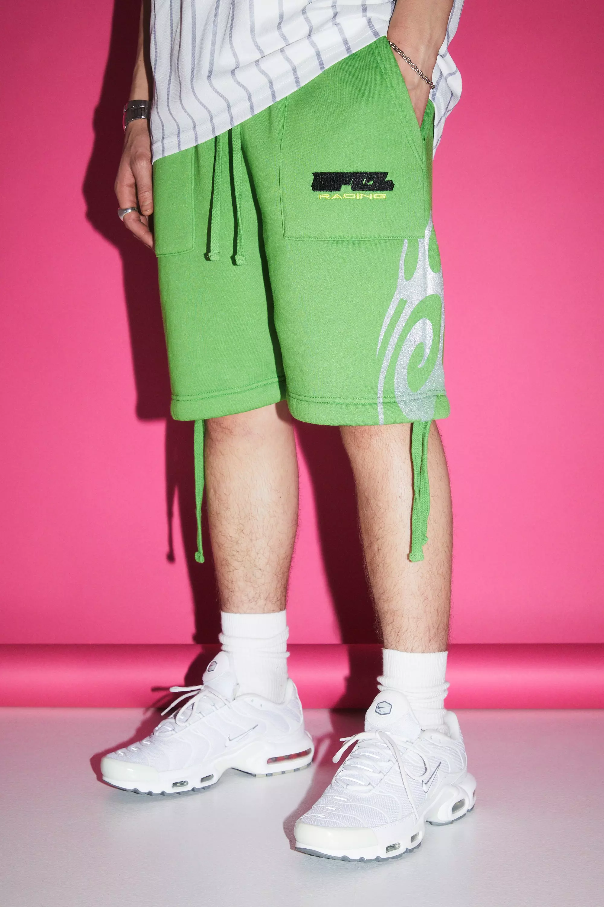 Neon green cargo sales shorts