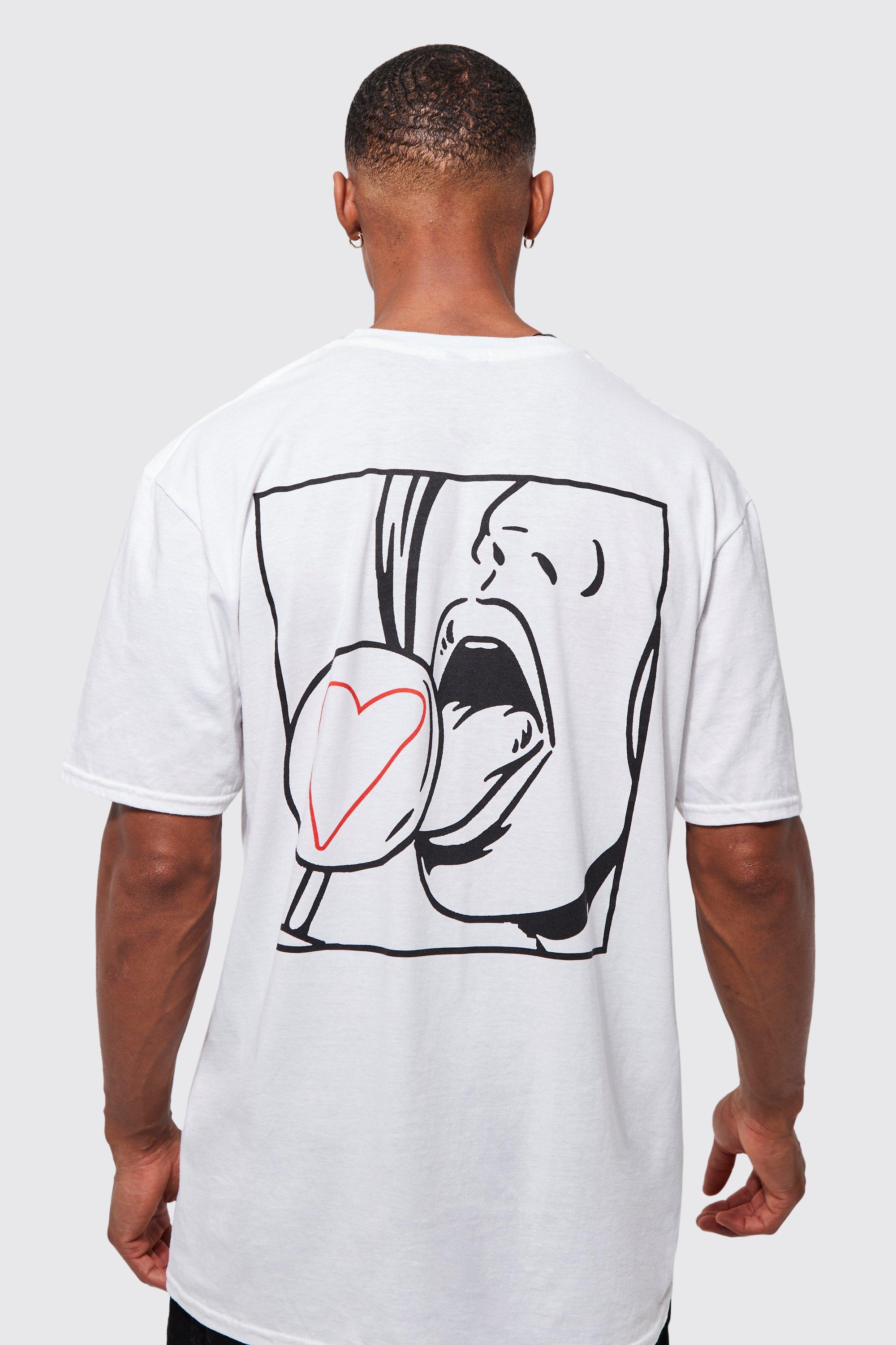 Image of T-shirt oversize con grafica di lecca-lecca, Bianco