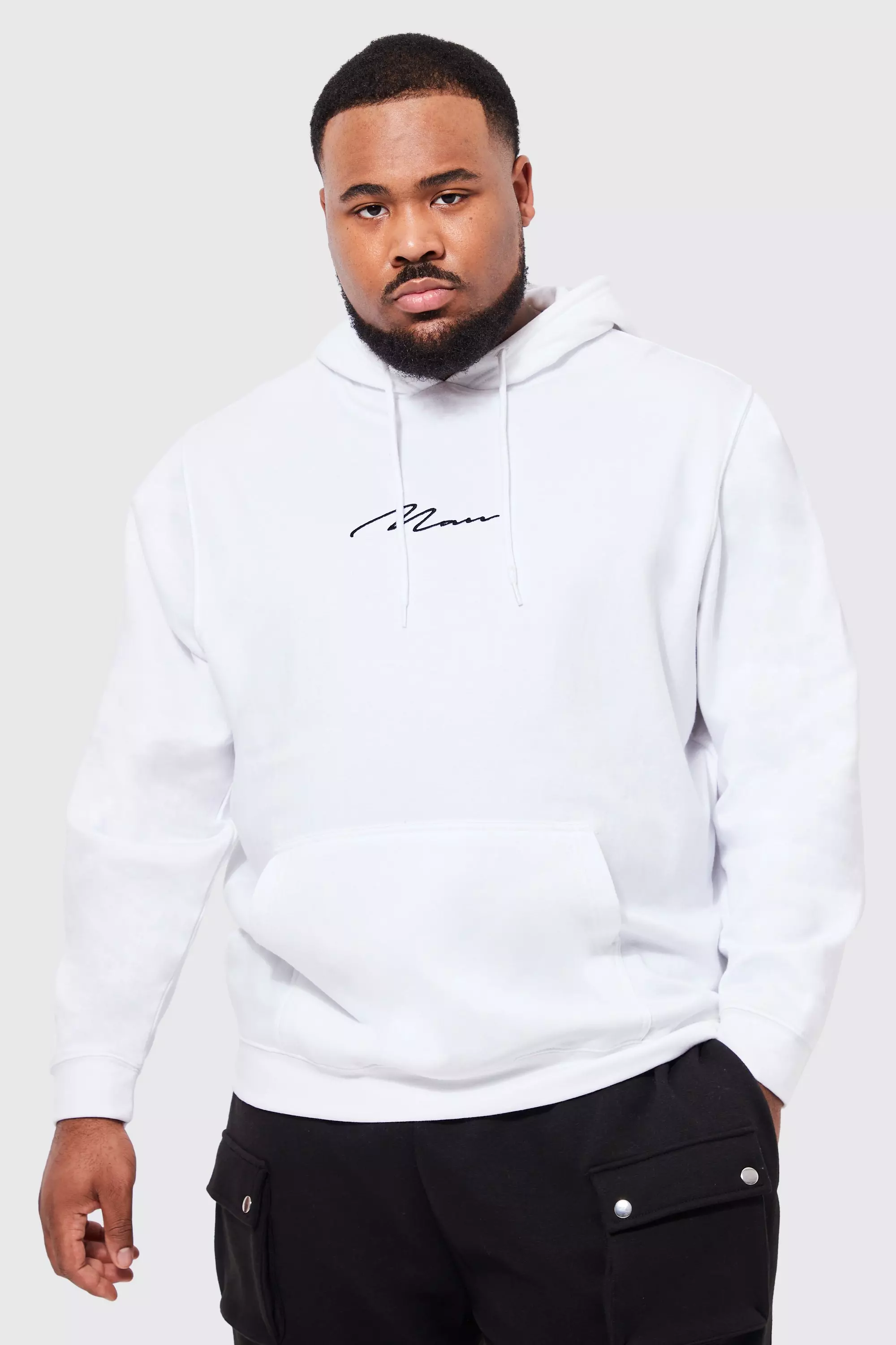 Man signature embroidered hoodie new arrivals