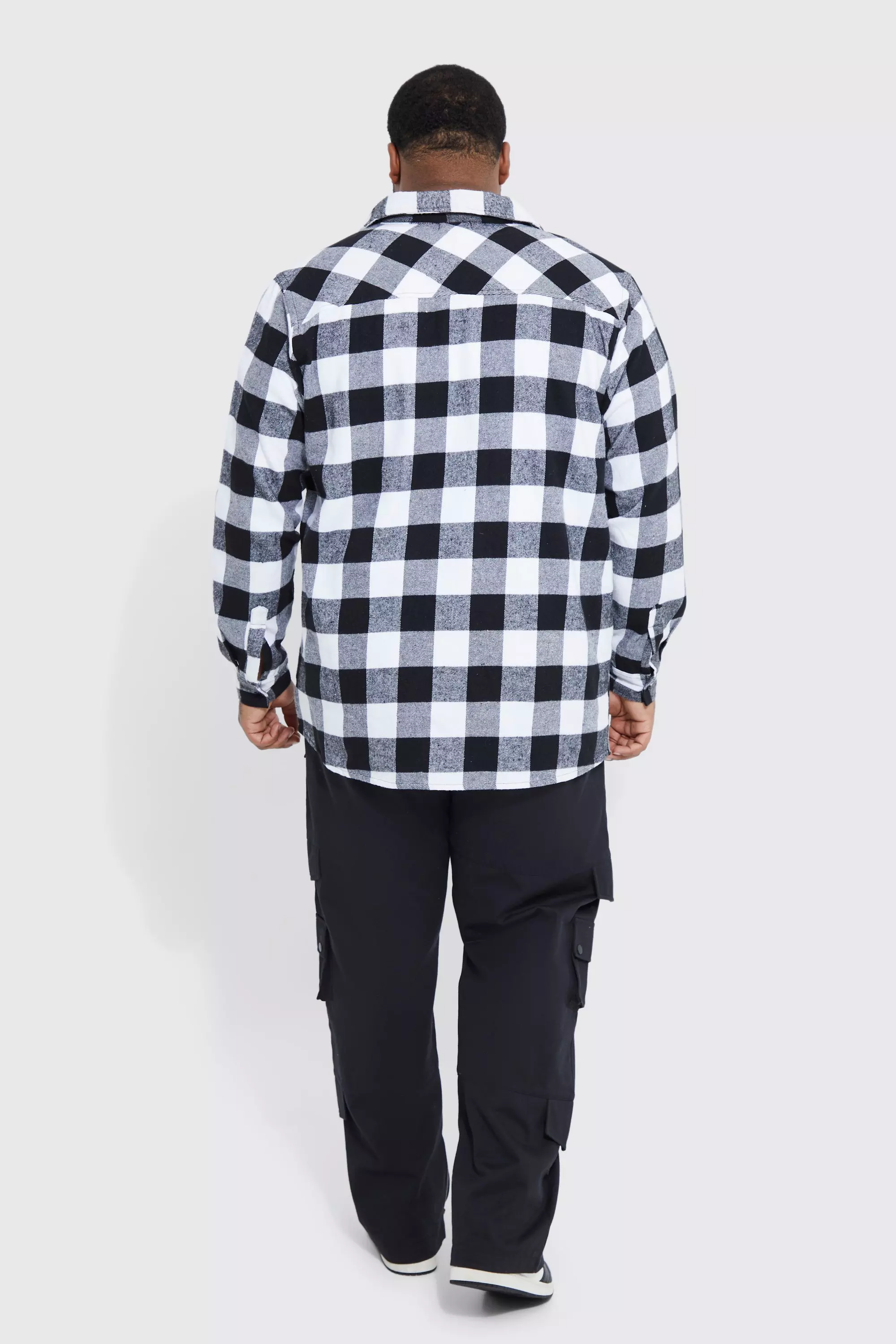 Mens black and outlet white buffalo plaid shirt