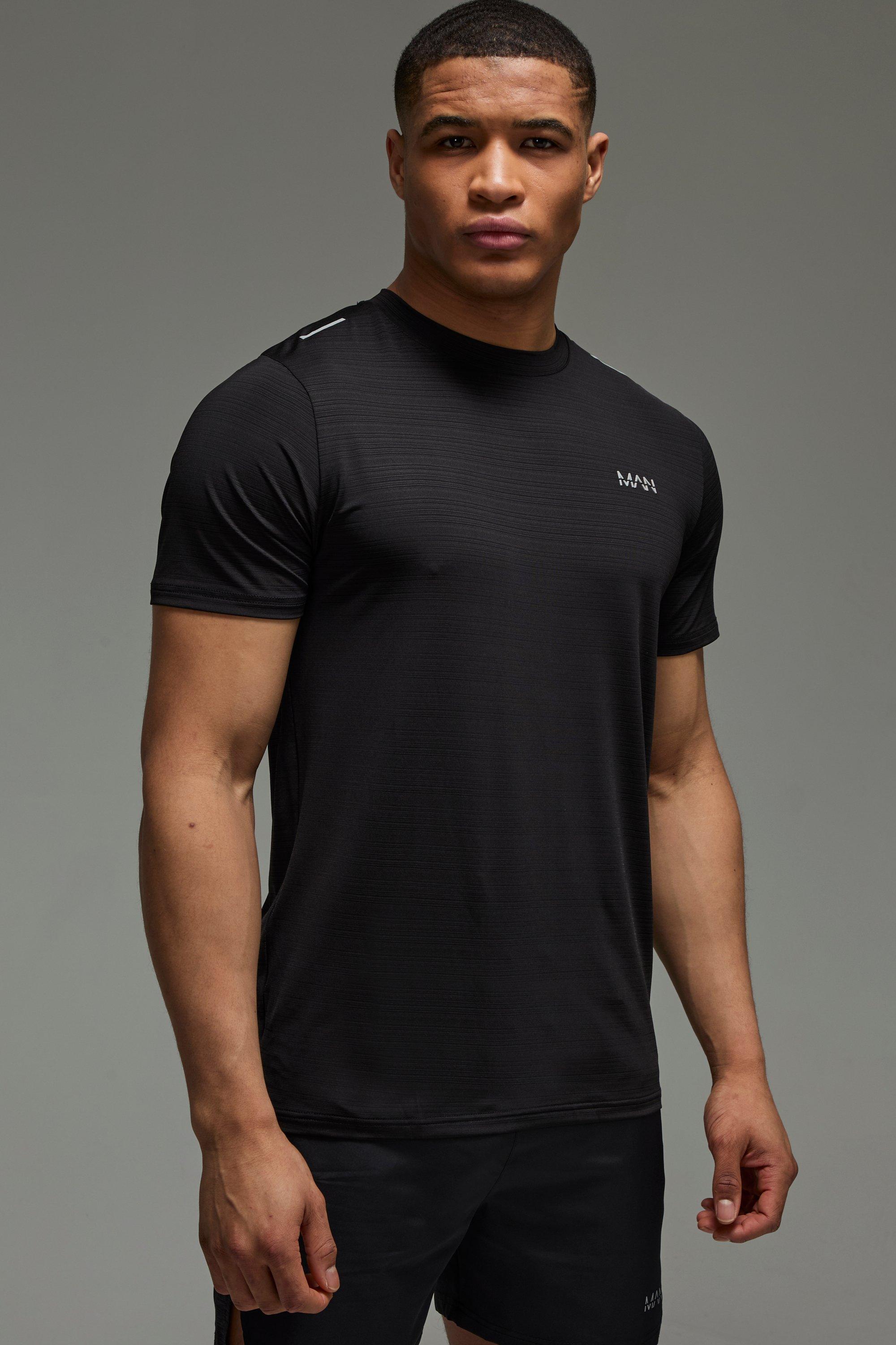 Mens Black Man Active Engineered Performance Reg Fit T-shirt, Black