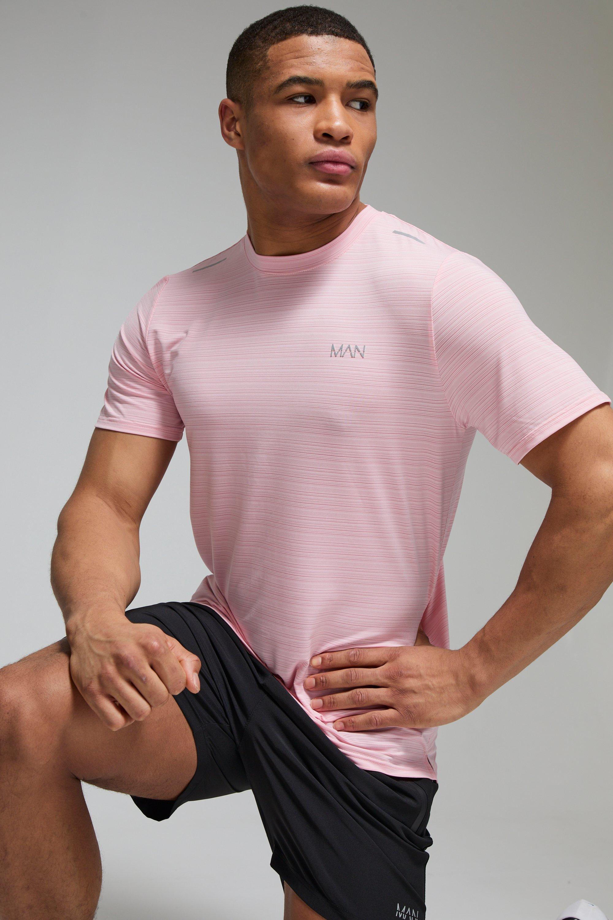 Mens Pink Man Active Engineered Performance Regular Fit T-shirt, Pink