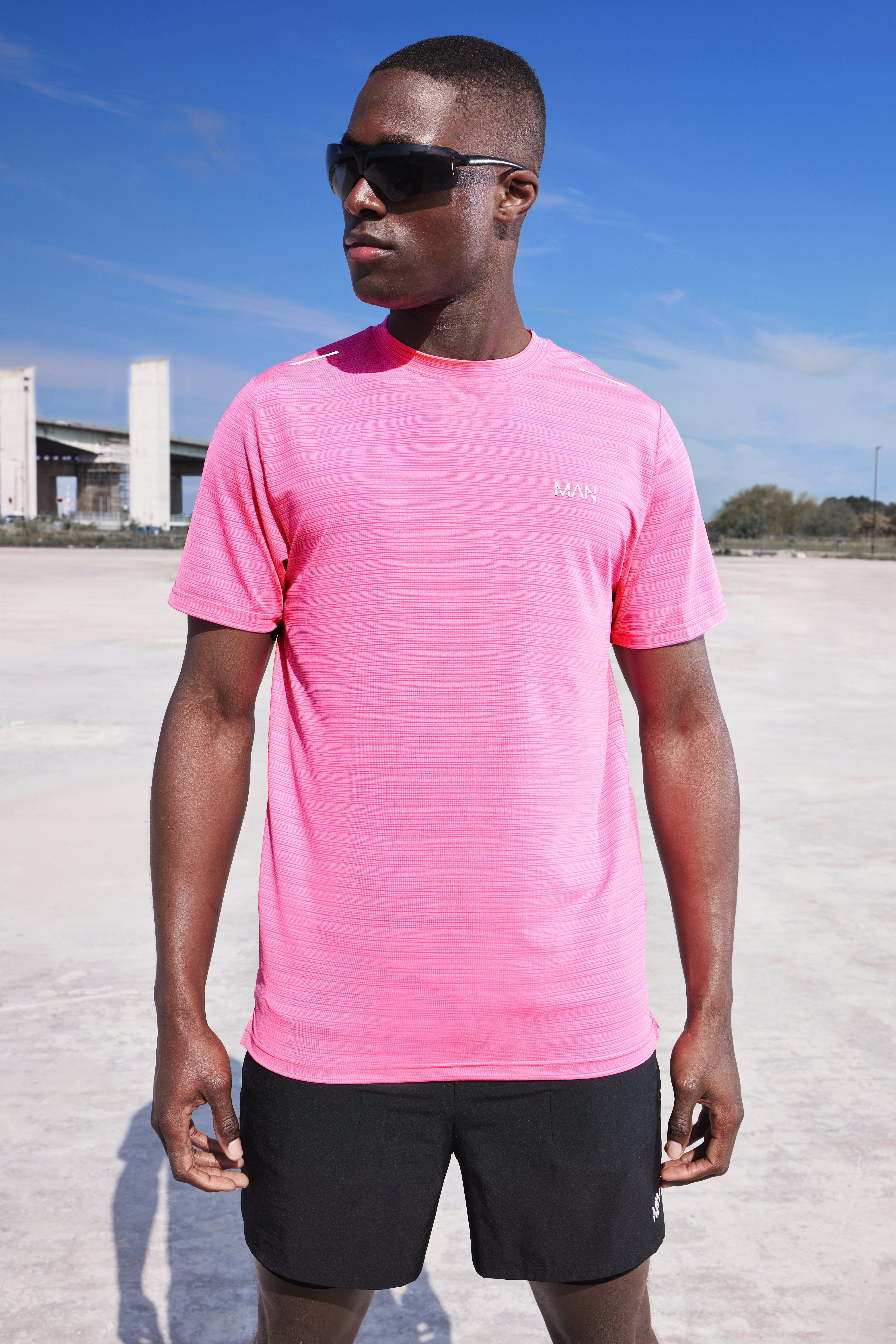 Mens Pink Man Active Lightweight Performance Regular Fit T-shirt, Pink