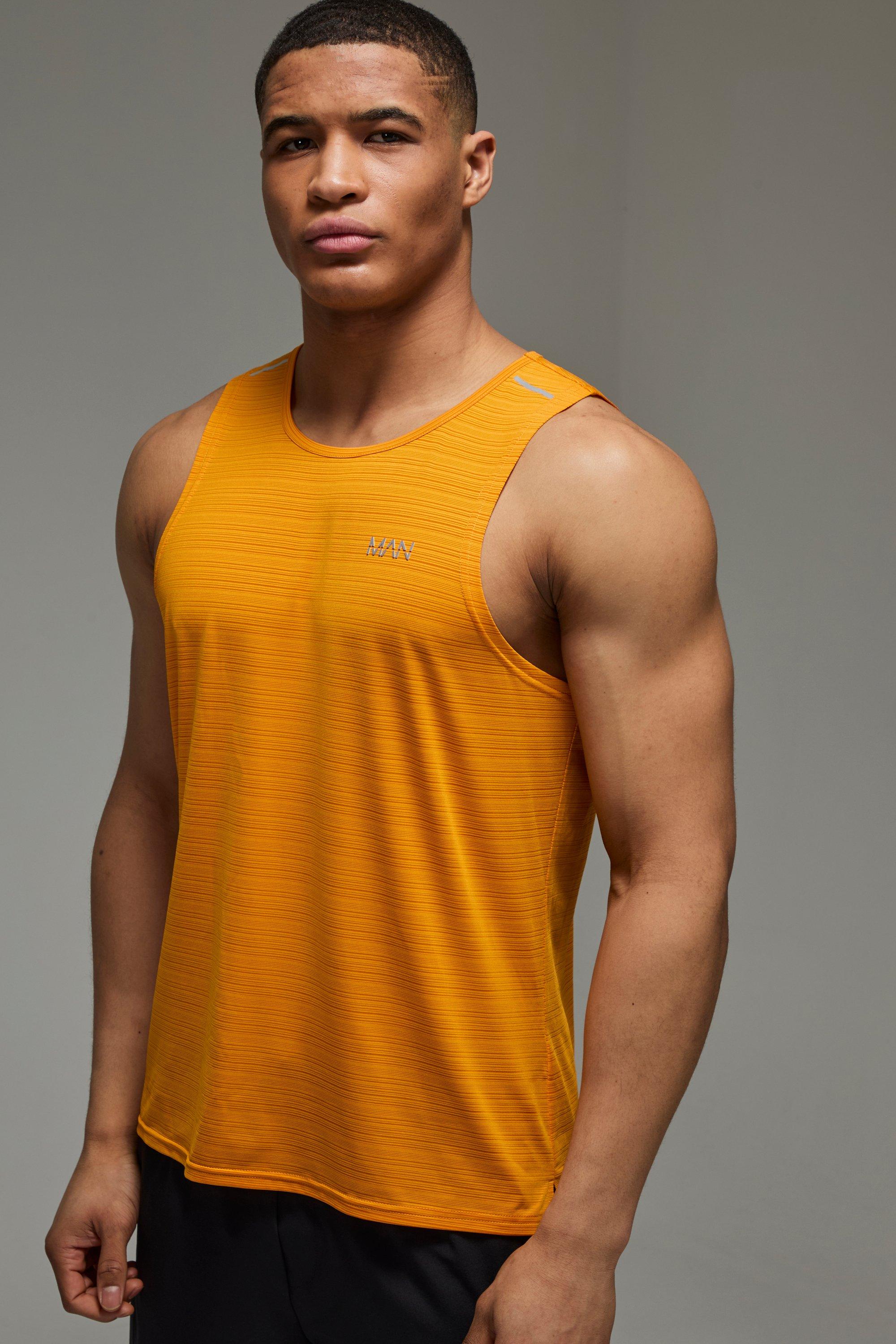 Mens Orange Man Active Engineered Performance Regular Fit Vest, Orange